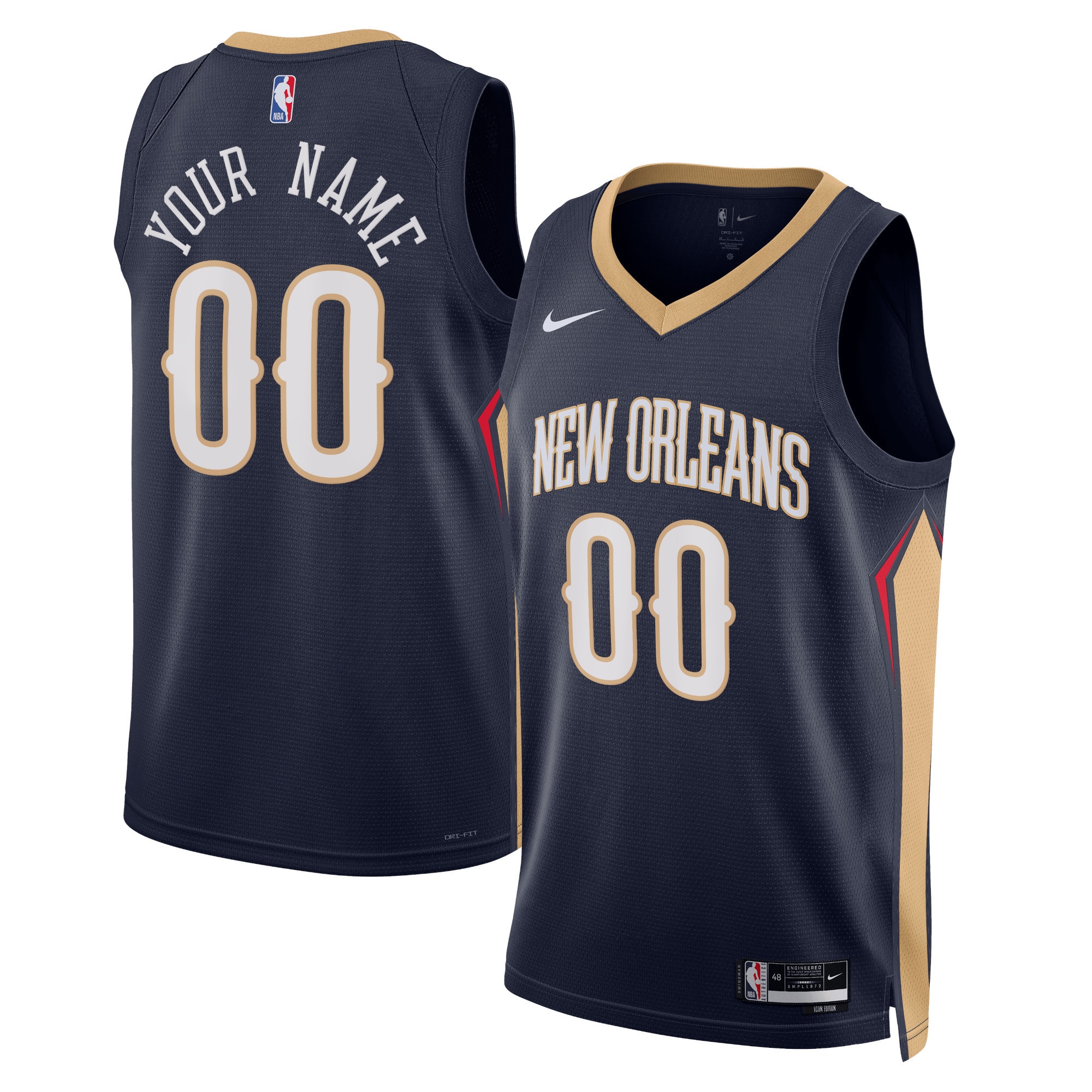 New Orleans Pelicans  Unisex 2022\/23 Swingman Custom Jersey Navy - Icon Edition
