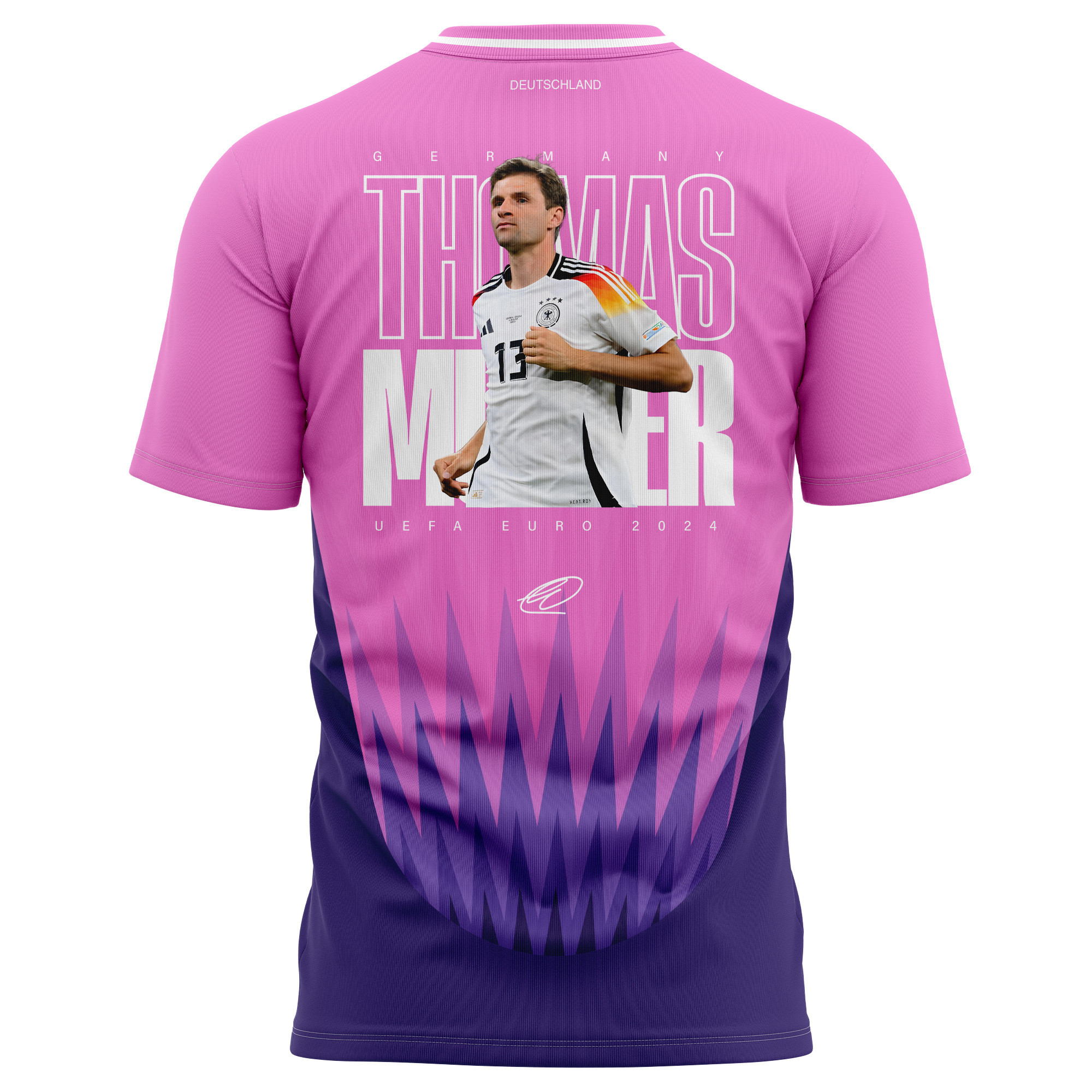 Thomas Müller 13 Signed Iconic Germany National Team 2024 Away Kits AOP T-shirt - Purple