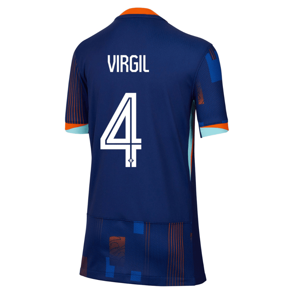 Virgil van Dijk 4 Netherlands National Team 2024 Away YOUTH Jersey - Blue