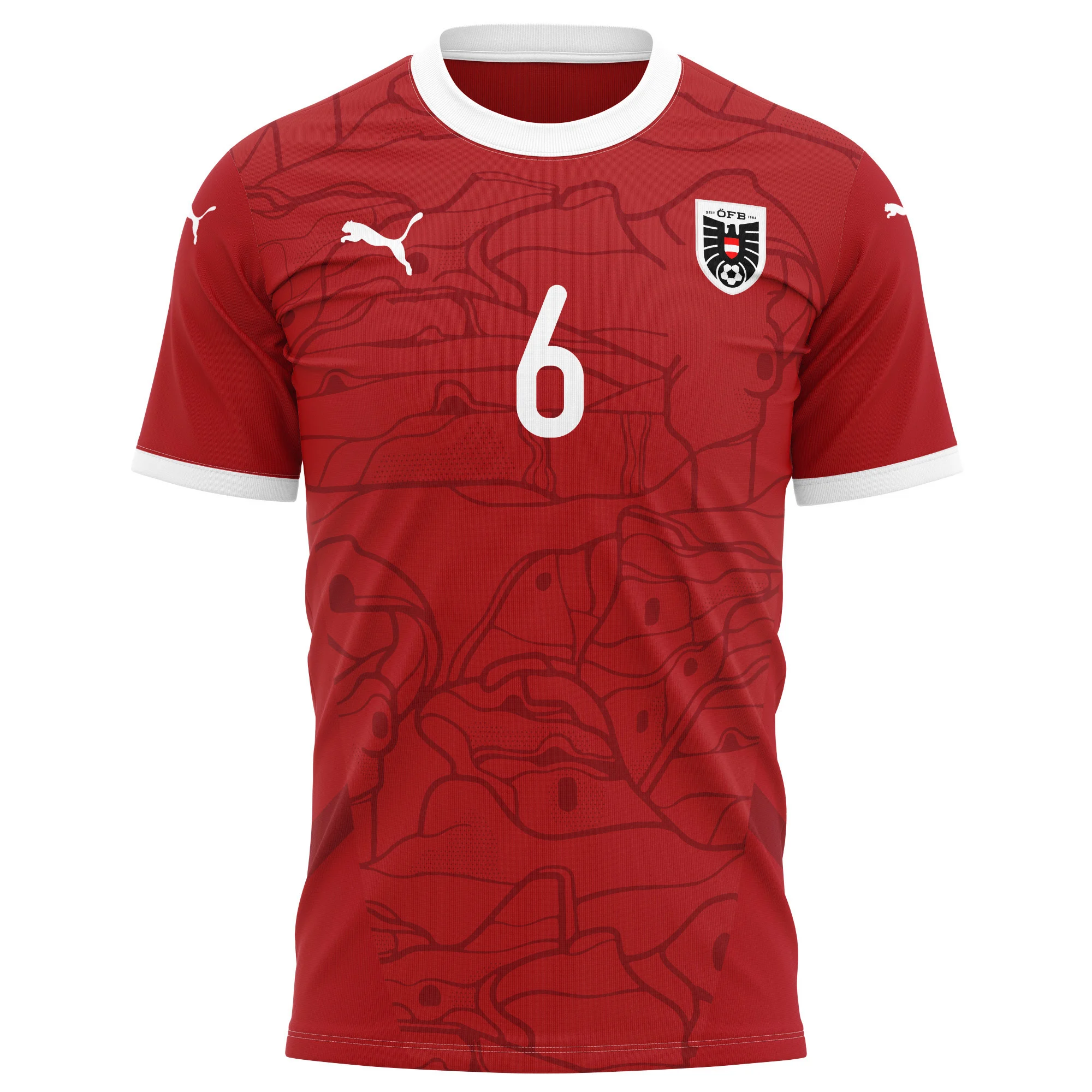 Nicolas Seiwald 6 Austria National Team 2024/25 Home Kits AOP T-shirt - Red