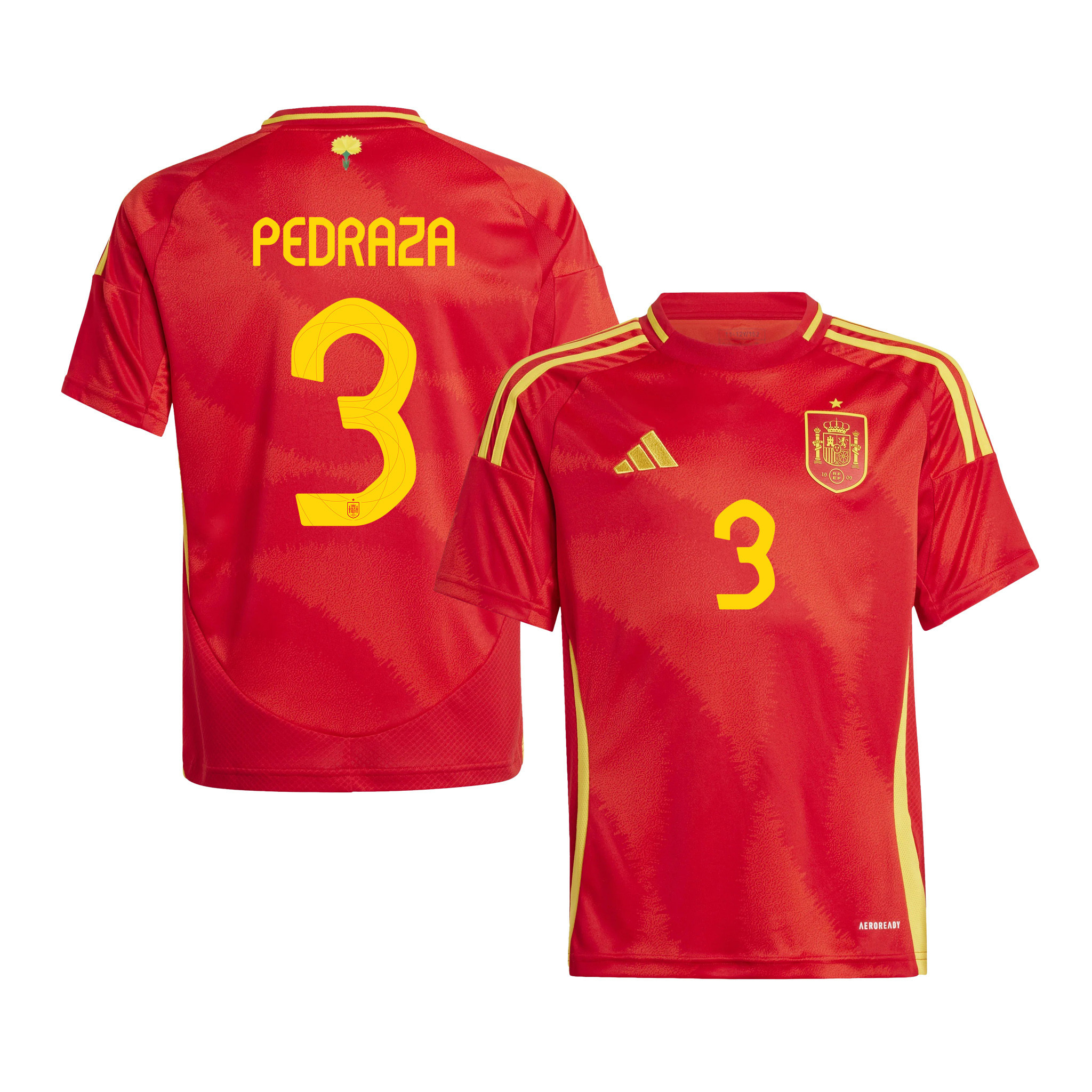 Alfonso Pedraza 3 Spain National Team 2024 Home YOUTH Jersey - Red