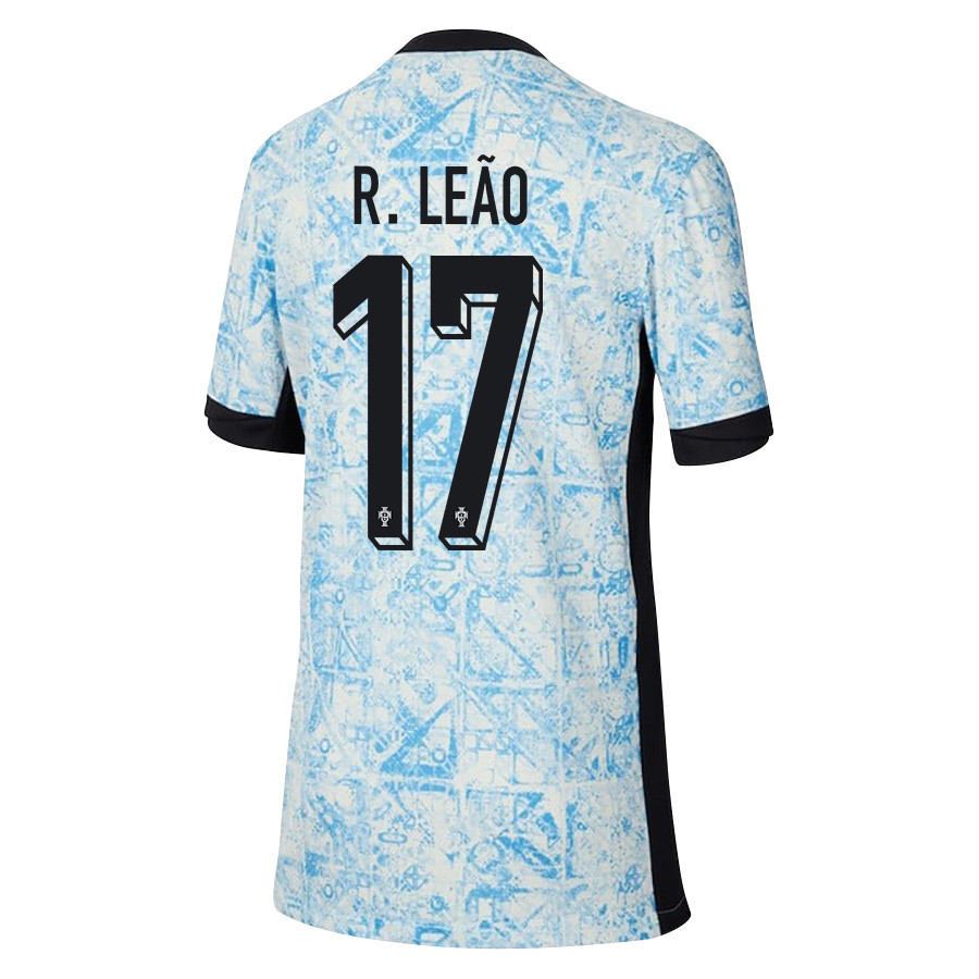 Rafael Leão 17 Portugal National Team 2024/25 Away YOUTH Jersey - Cream/Blue