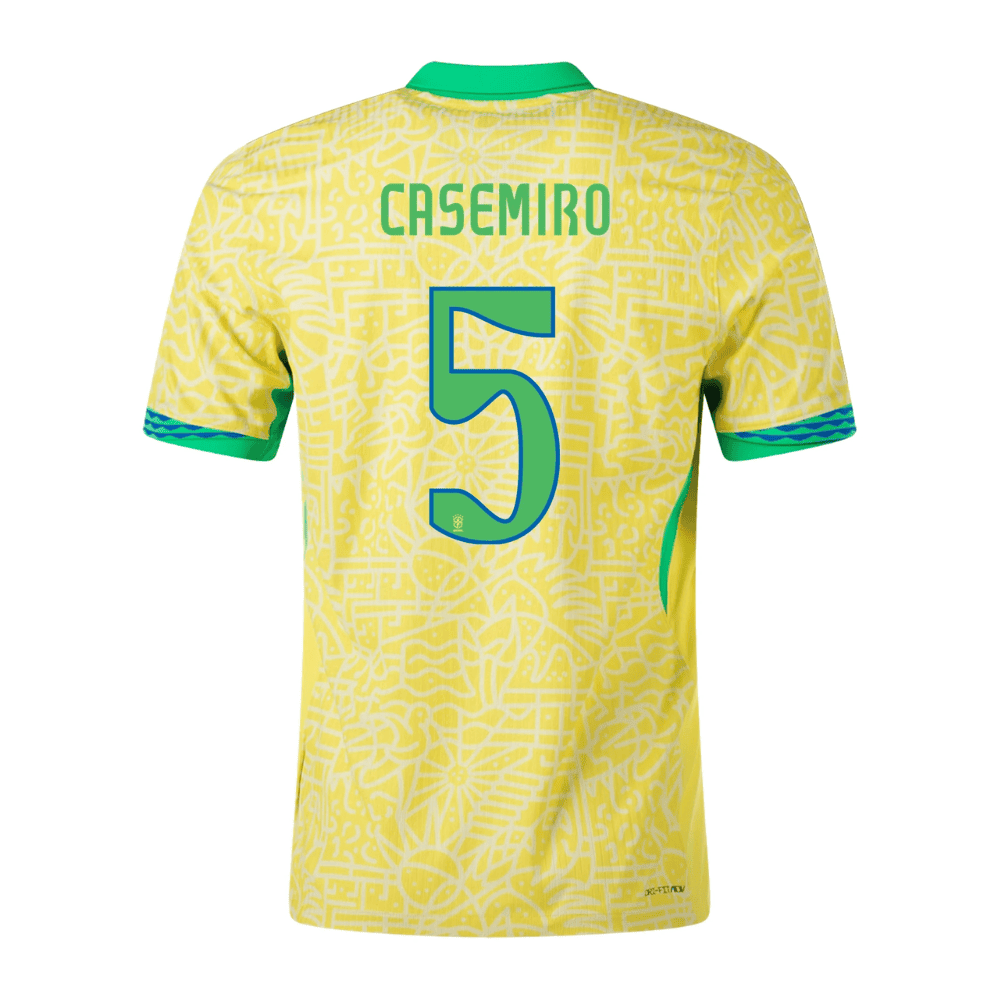 Casemiro 5 Brazil National Team 2024 Home Stadium Men Jersey - Yellow