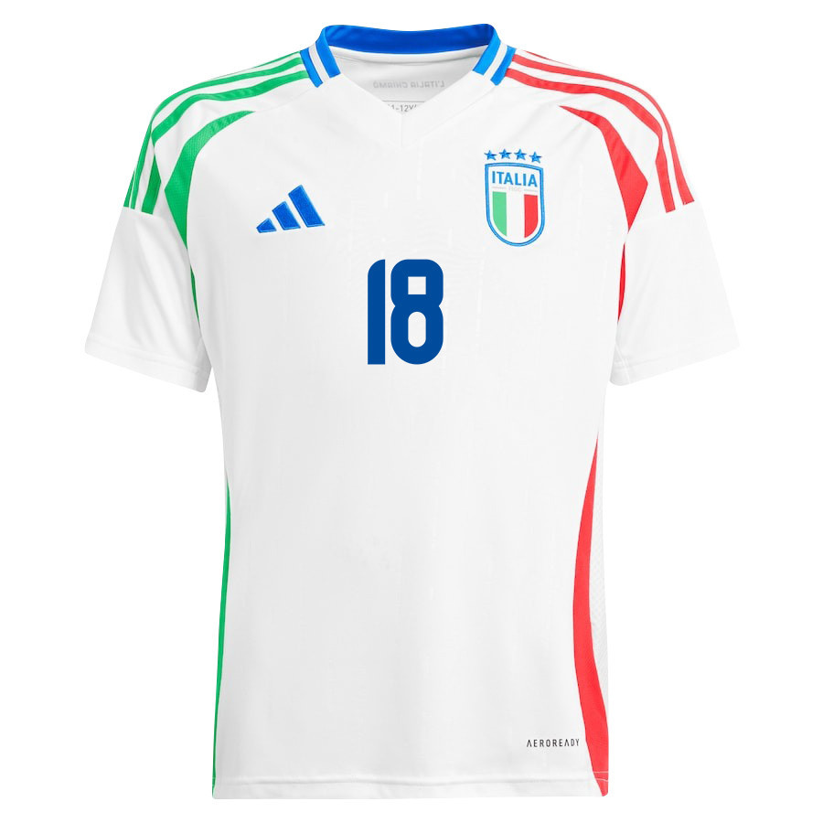 Nicolo Barella 18 Italy National Team 2024/25 Away YOUTH Jersey - White