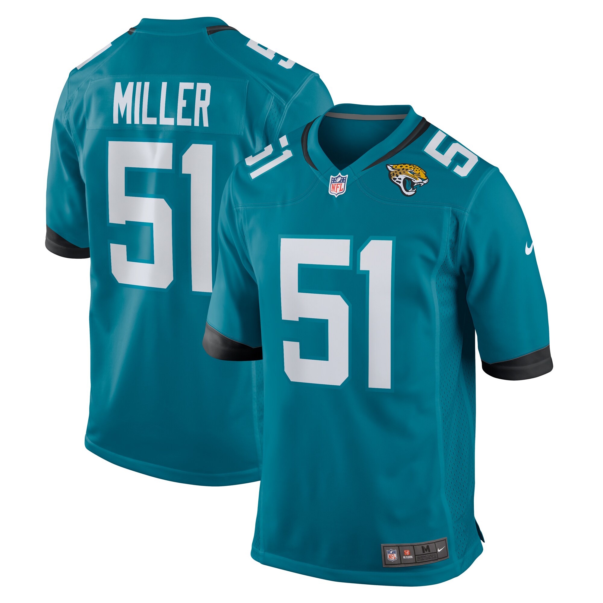 Ventrell Miller Jacksonville Jaguars   Game Jersey -  Teal