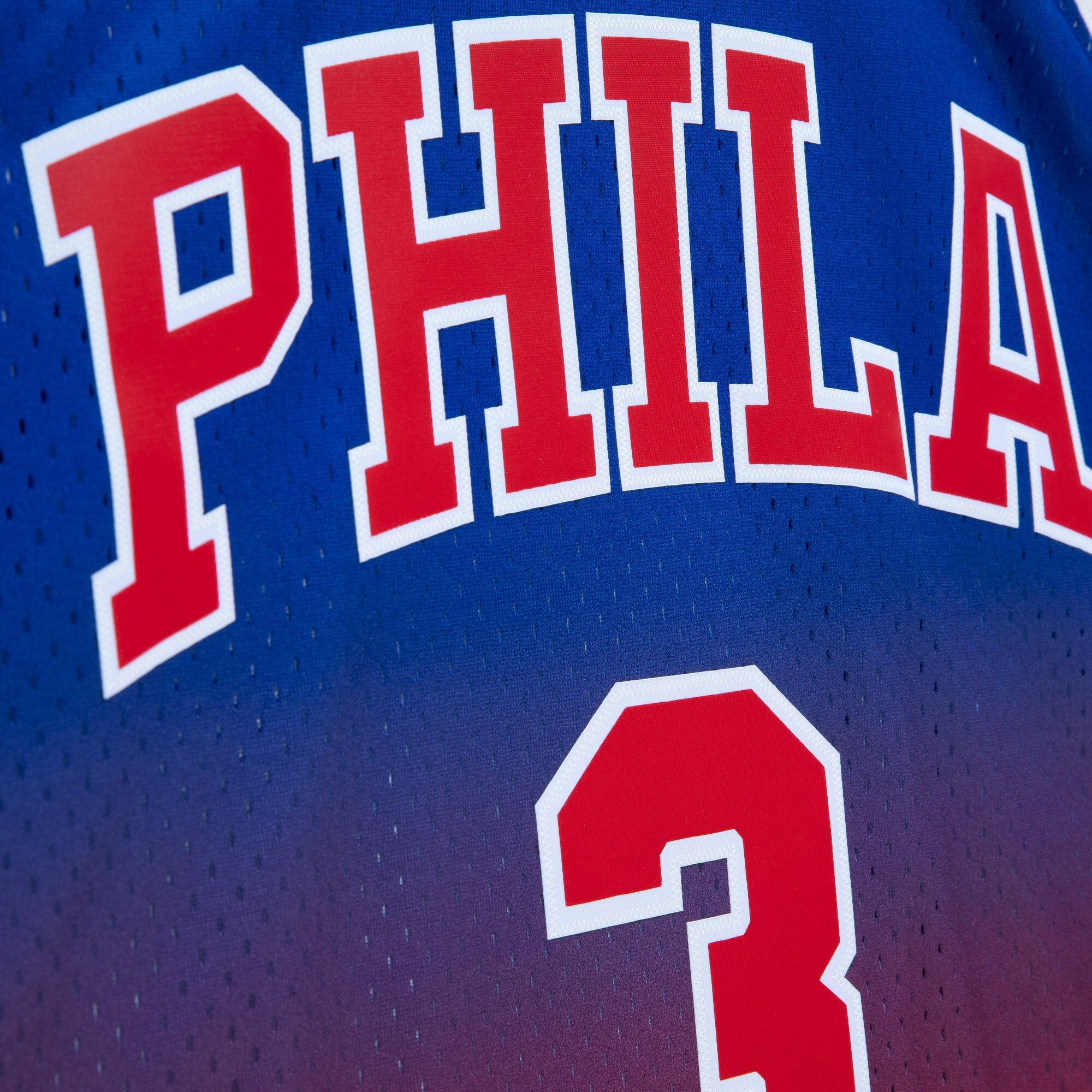 Allen Iverson Philadelphia 76ers Mitchell & Ness 1996\/97 Hardwood Classics Fadeaway Swingman Player Jersey - Red\/Royal