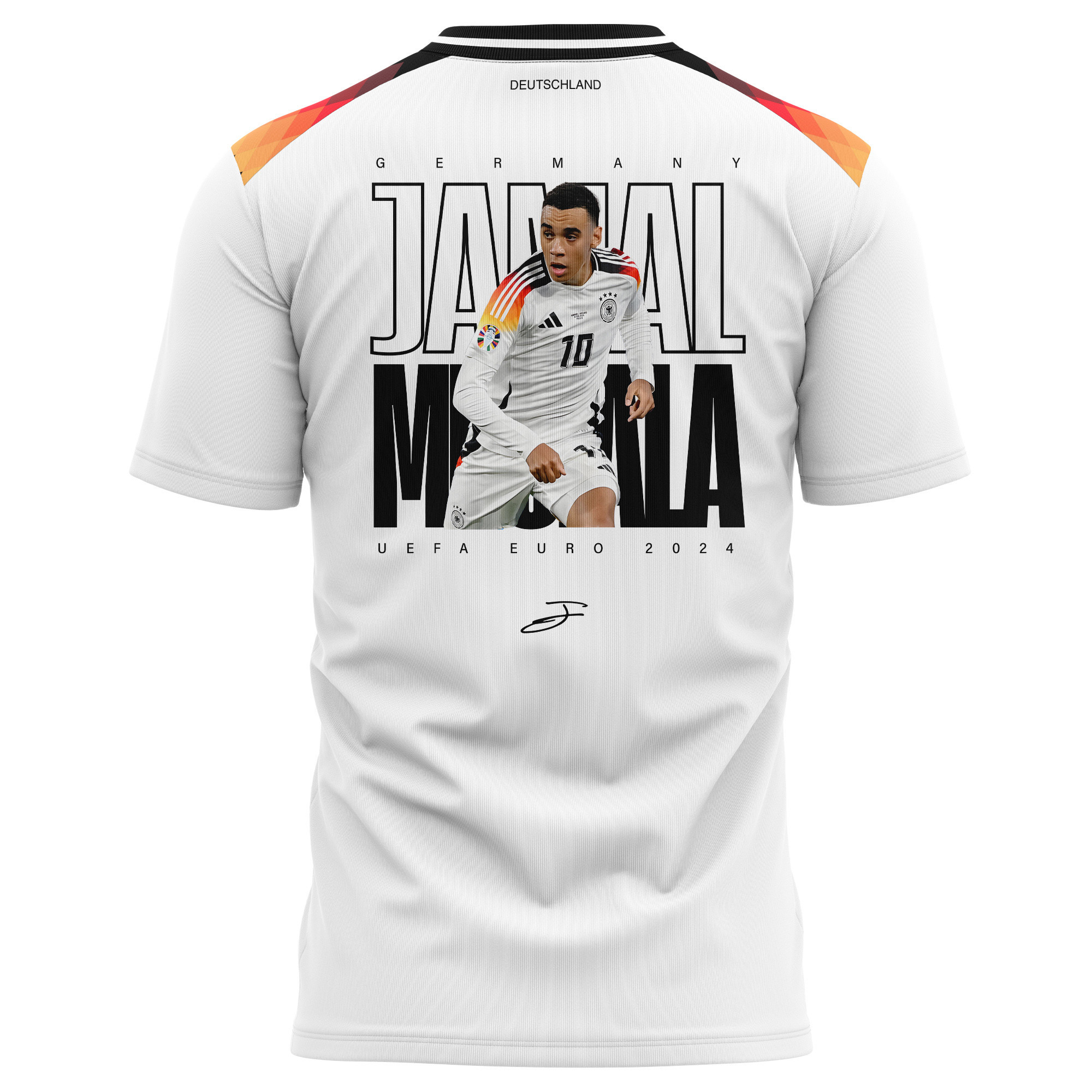 Jamal Musiala 10 Signed Young Talent Germany National Team 2024 Home Kits AOP T-shirt - White