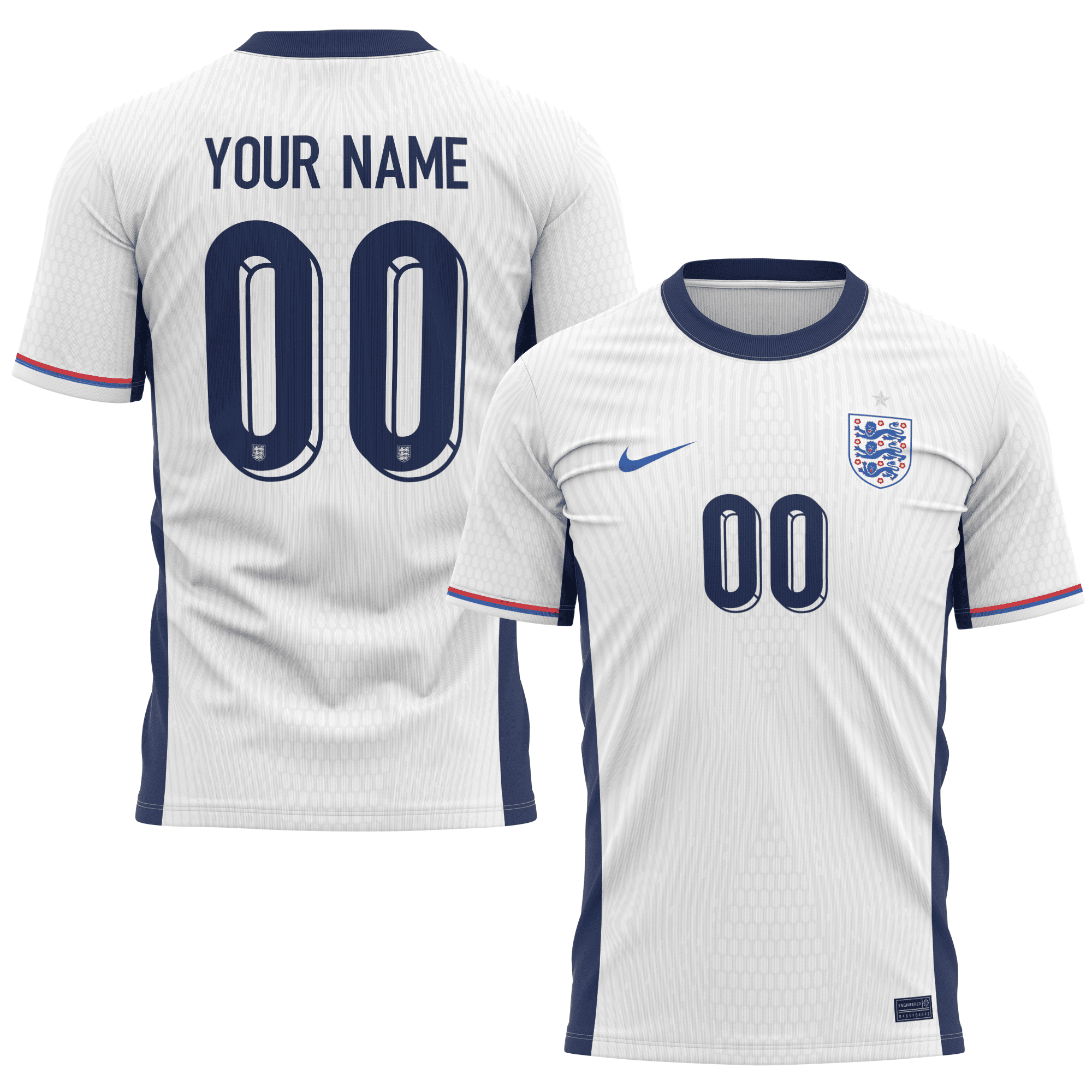 England National Team 2024 Home Kits Custom AOP T-shirt - White