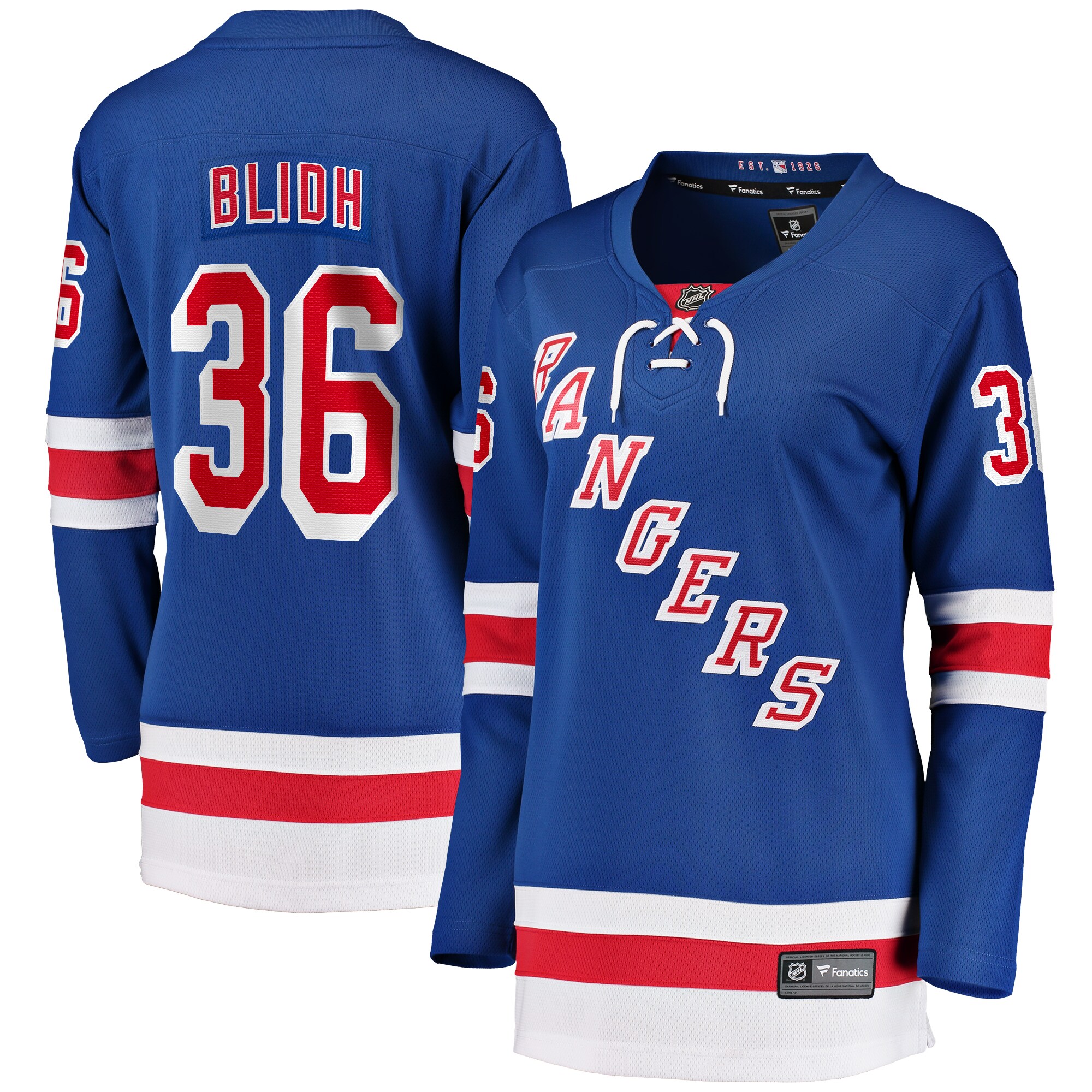 Anton Blidh New York Rangers Fanatics Women's Home Breakaway Player Jersey - Blue