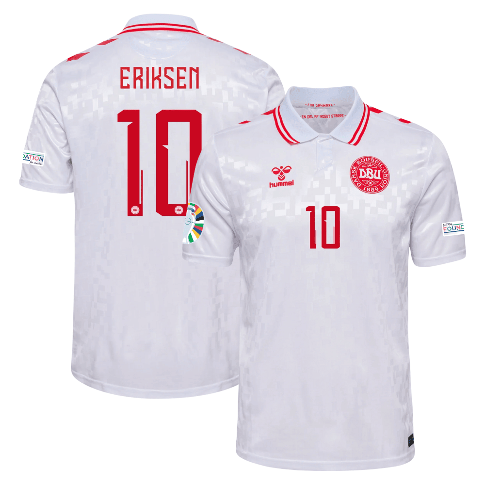 Christian Eriksen 10 Denmark National Team 2024 Away Stadium YOUTH Jersey - White