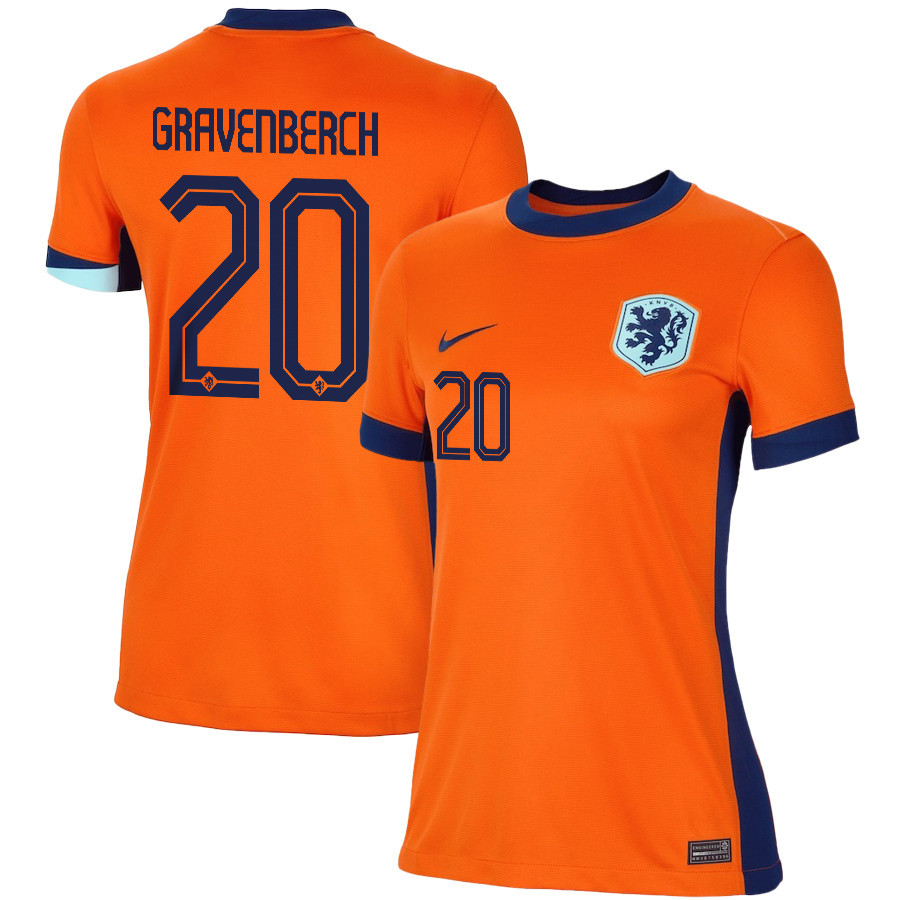 Ryan Gravenberch 20 Netherlands National Team 2024/25 Home WOMEN Jersey - Orange