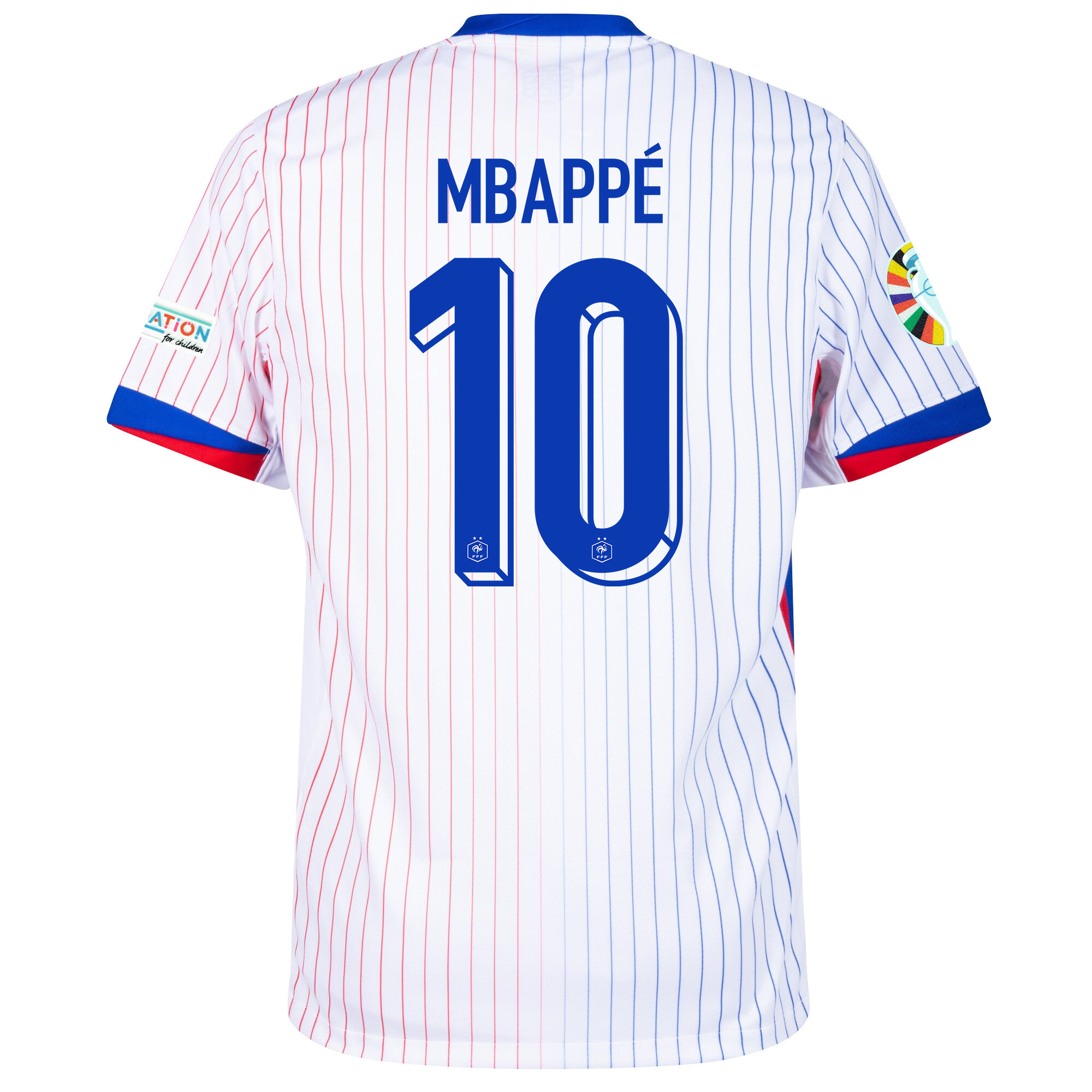 Kylian Mbappé 10 France National Team 2024/25 Away Jersey - Euro UEFA Patch - Men, White