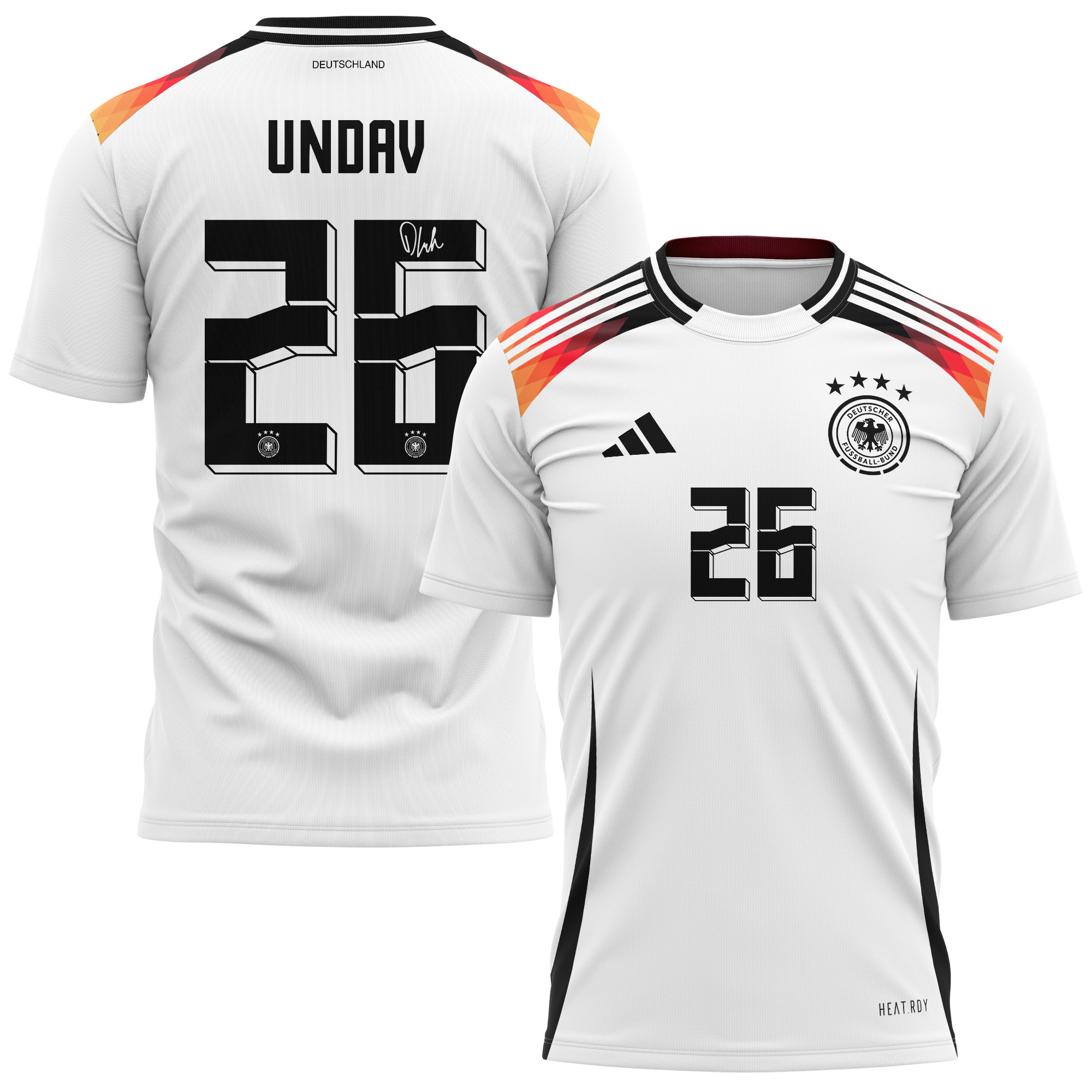 Deniz Undav 26 Signed Germany National Team 2024 Home Kits AOP T-shirt Autographed- White