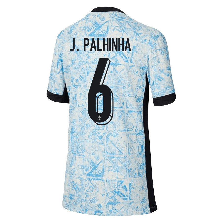 João Palhinha 6 Portugal National Team 2024/25 Away YOUTH Jersey - Cream/Blue