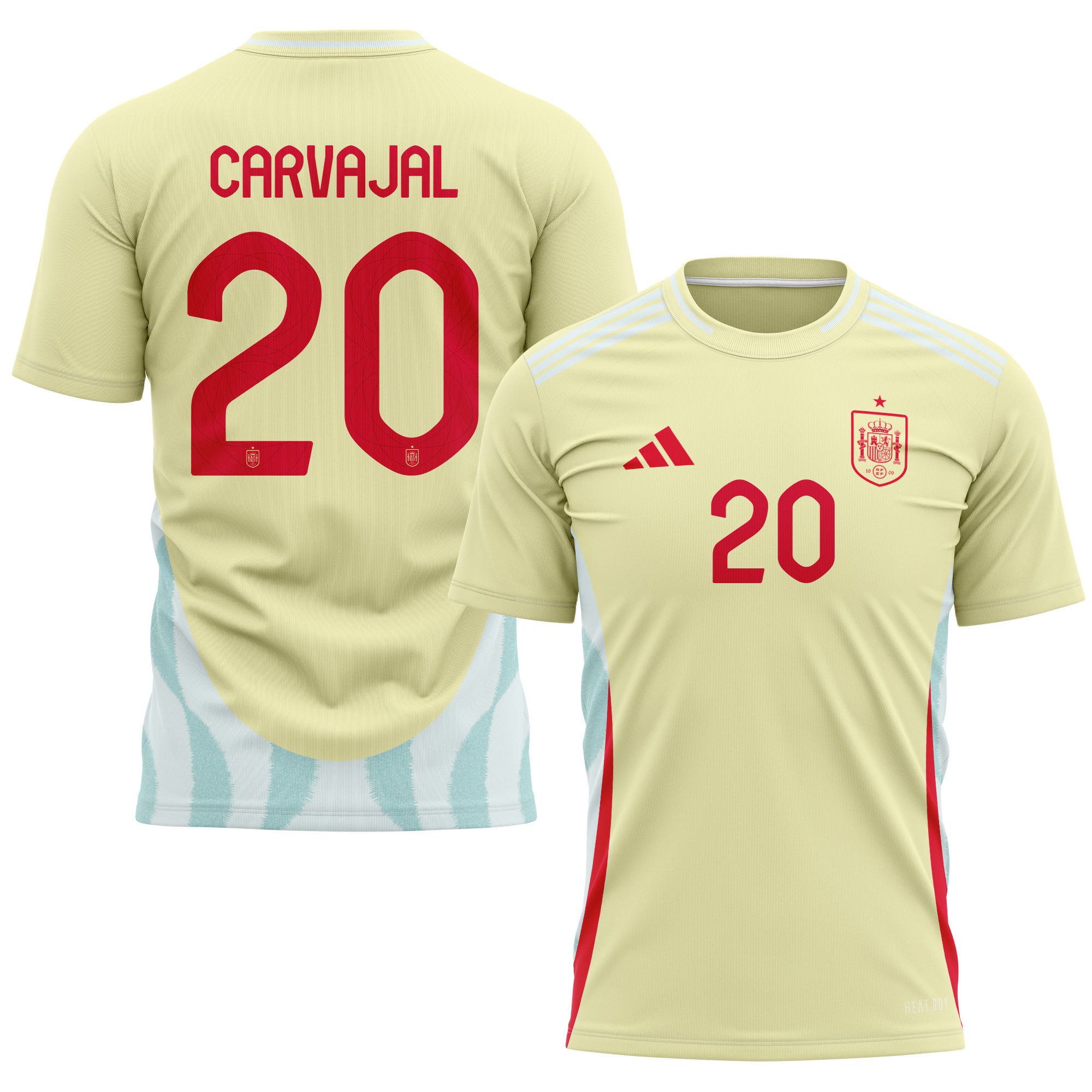 Dani Carvajal 20 Spain National Team 2024 Away Kits AOP T-shirt - Yellow
