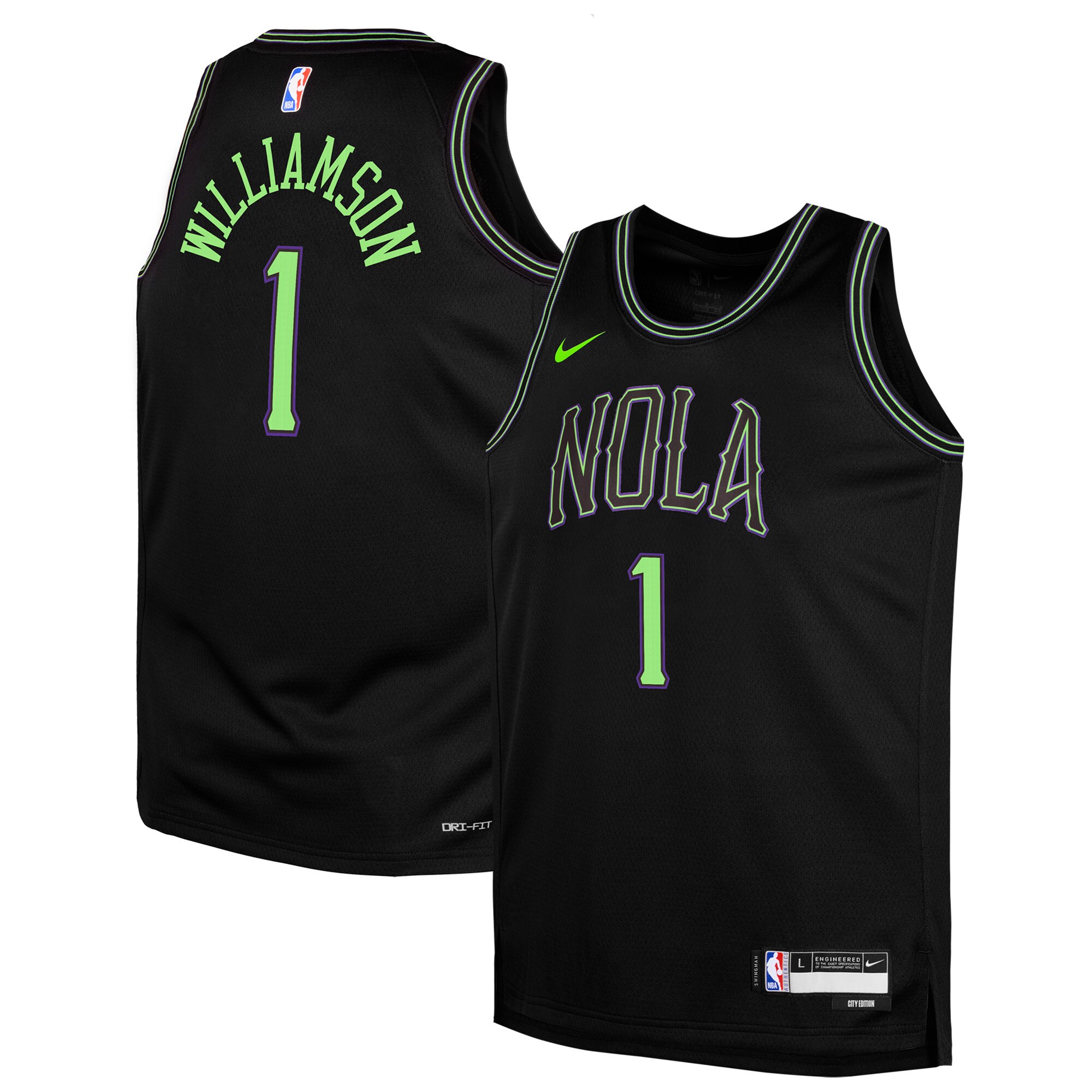 Zion Williamson New Orleans Pelicans  Youth  Swingman Replica Jersey - City Edition - Black