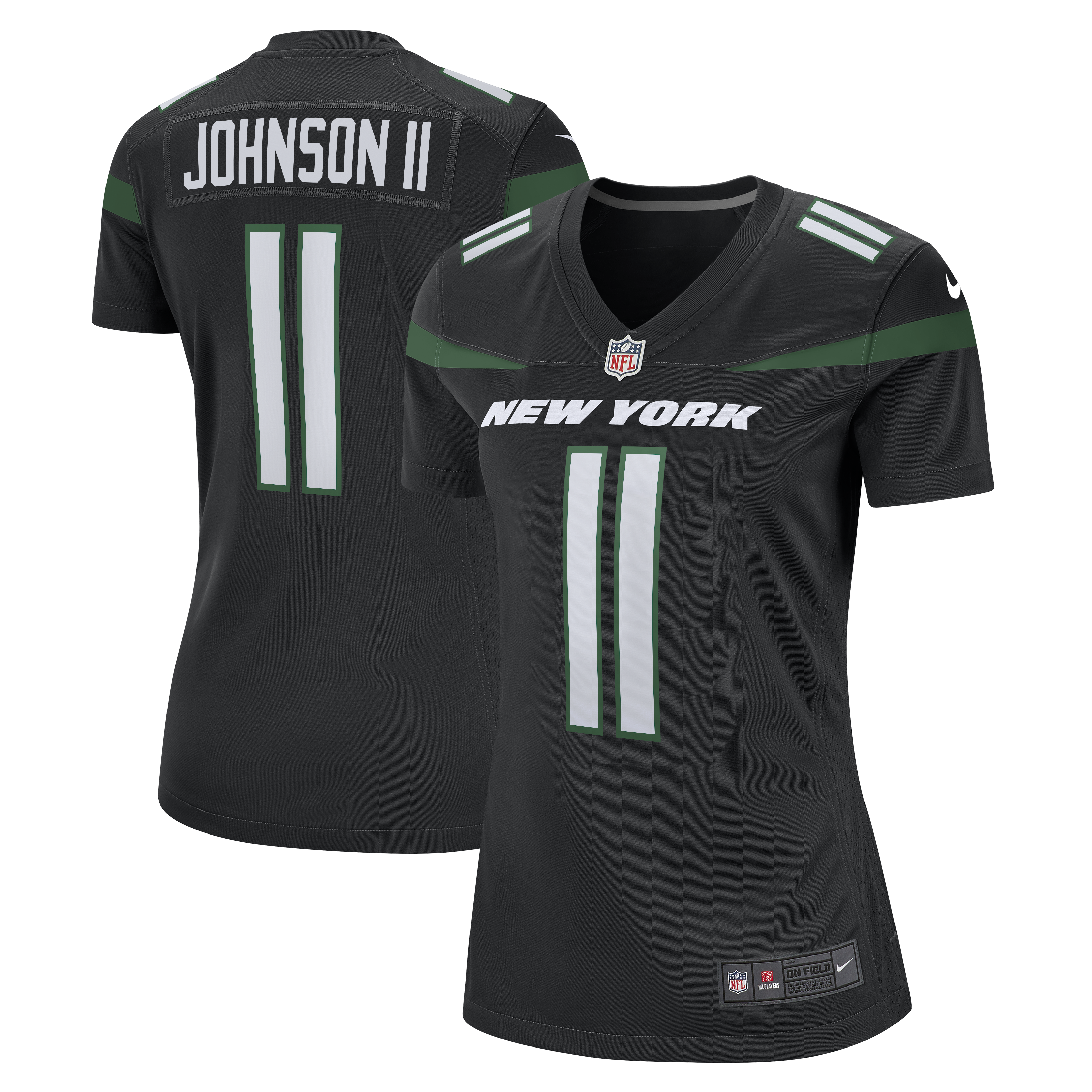 Jermaine Johnson II New York Jets  Women's Alternate Game Jersey - Stealth Black