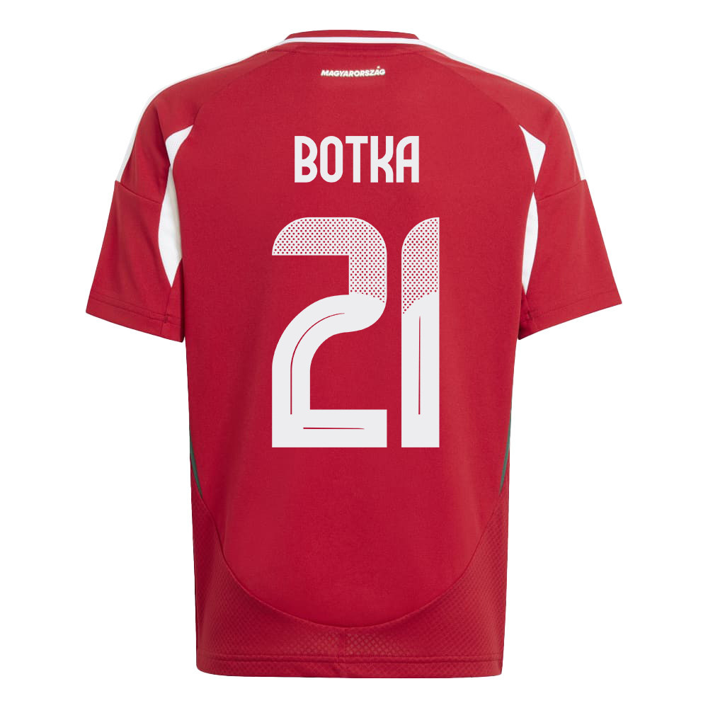 Endre Botka 21 Hungary National Team 2024/25 Home YOUTH Jersey - Red