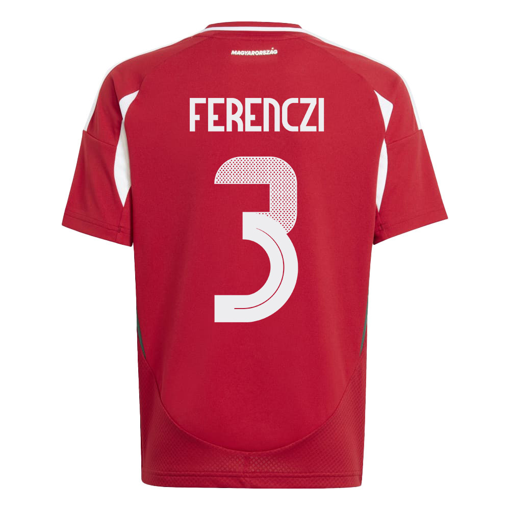 János Ferenczi 3 Hungary National Team 2024/25 Home YOUTH Jersey - Red