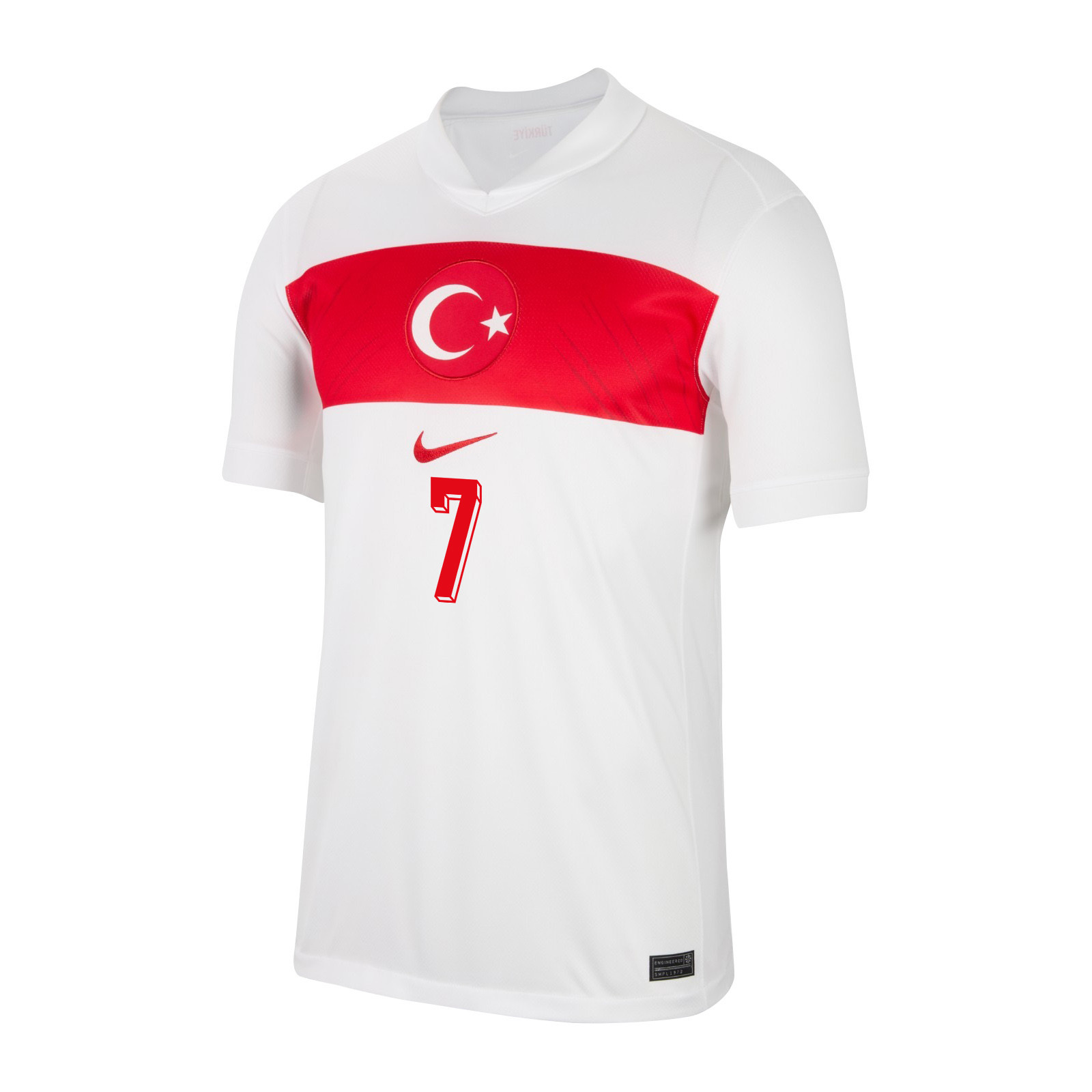 Kerem Aktürkoğlu 7 Turkey National Team 2024 Home Stadium Men Jersey - White