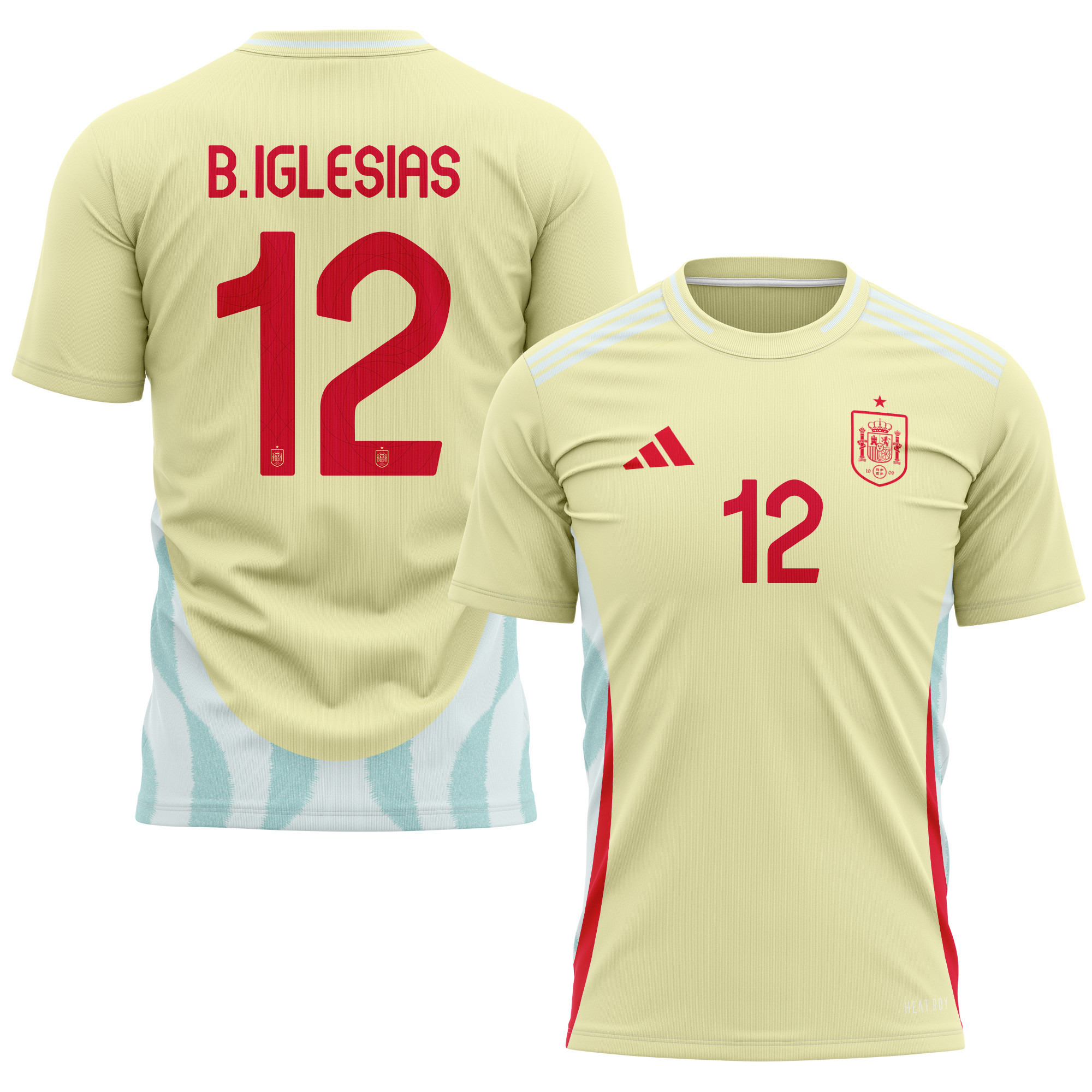 Borja Iglesias 12 Spain National Team 2024 Away Kits AOP T-shirt - Yellow