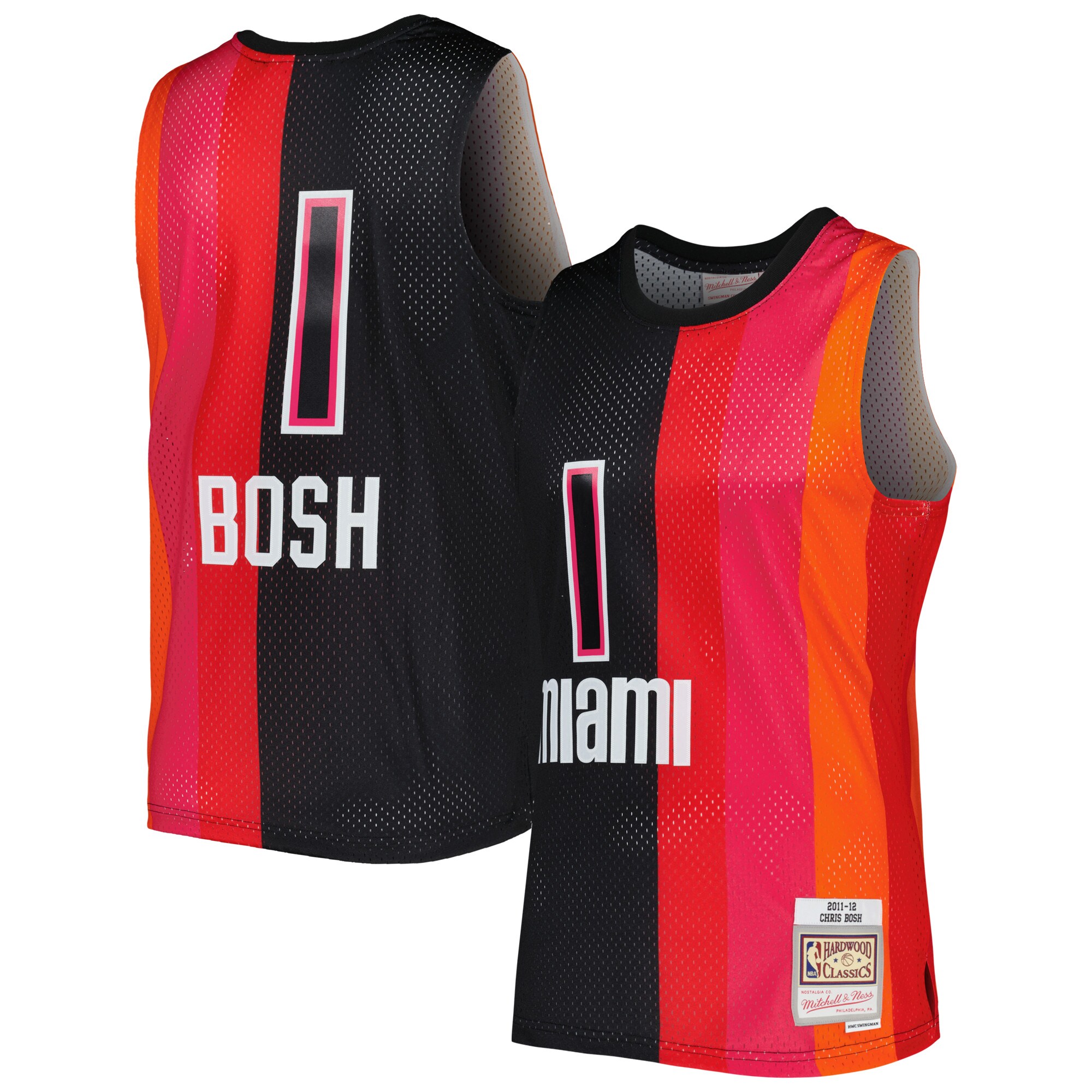 Chris Bosh Miami Heat Mitchell & Ness Hardwood Classics 2011\/12 Split Swingman Jersey - Black\/Red
