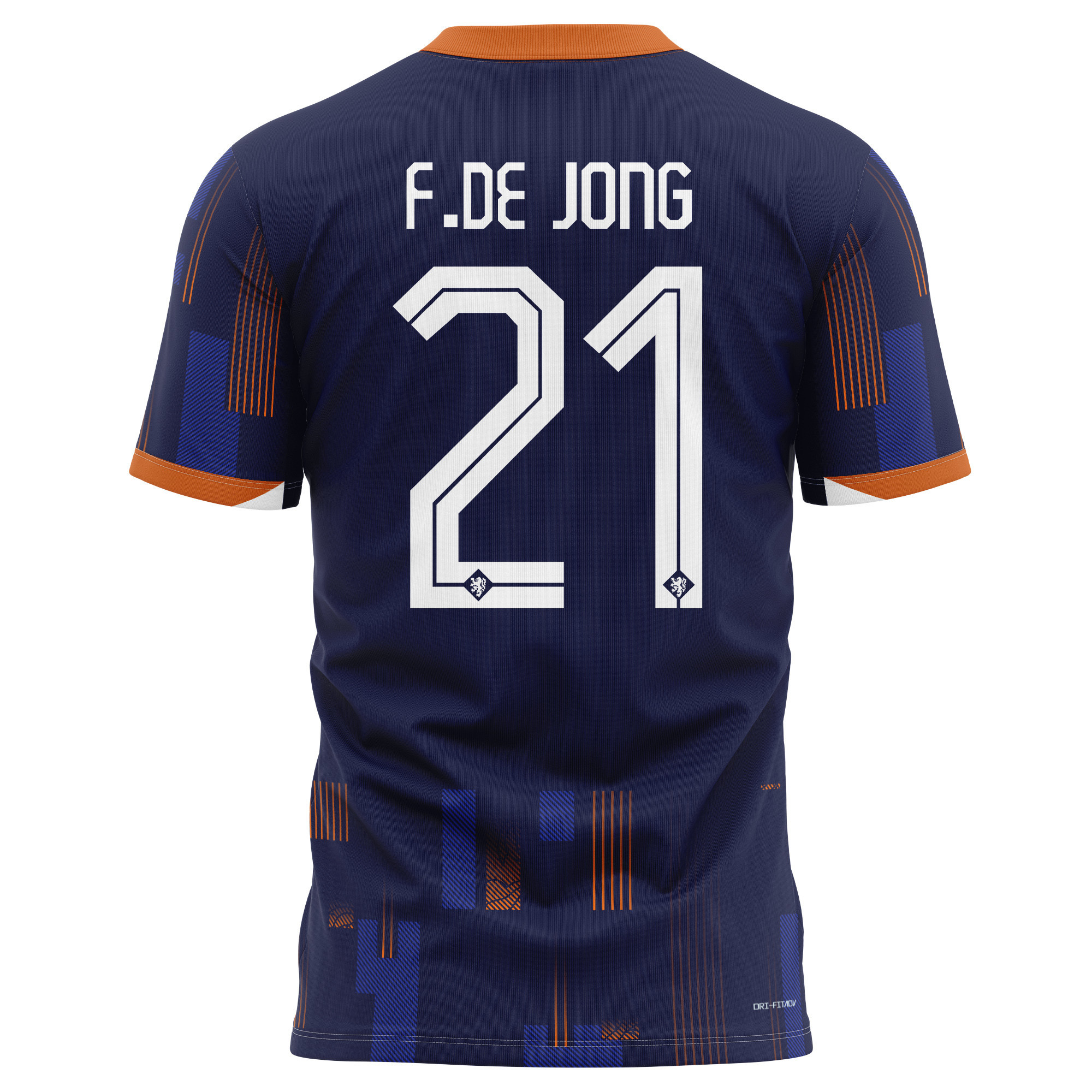 Frenkie de Jong 21 Netherlands National Team 2024 Away Kits AOP T-shirt - Navy