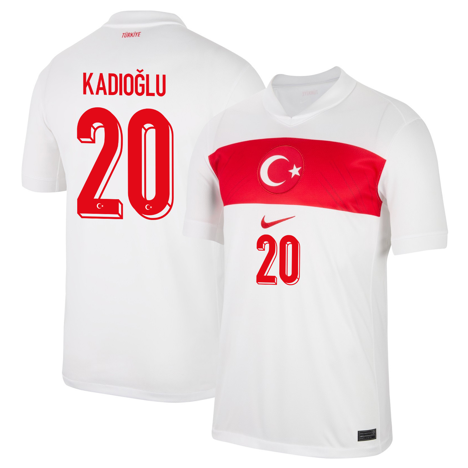 Ferdi Kadıoğlu 20 Turkey National Team 2024 Home Stadium Men Jersey - White