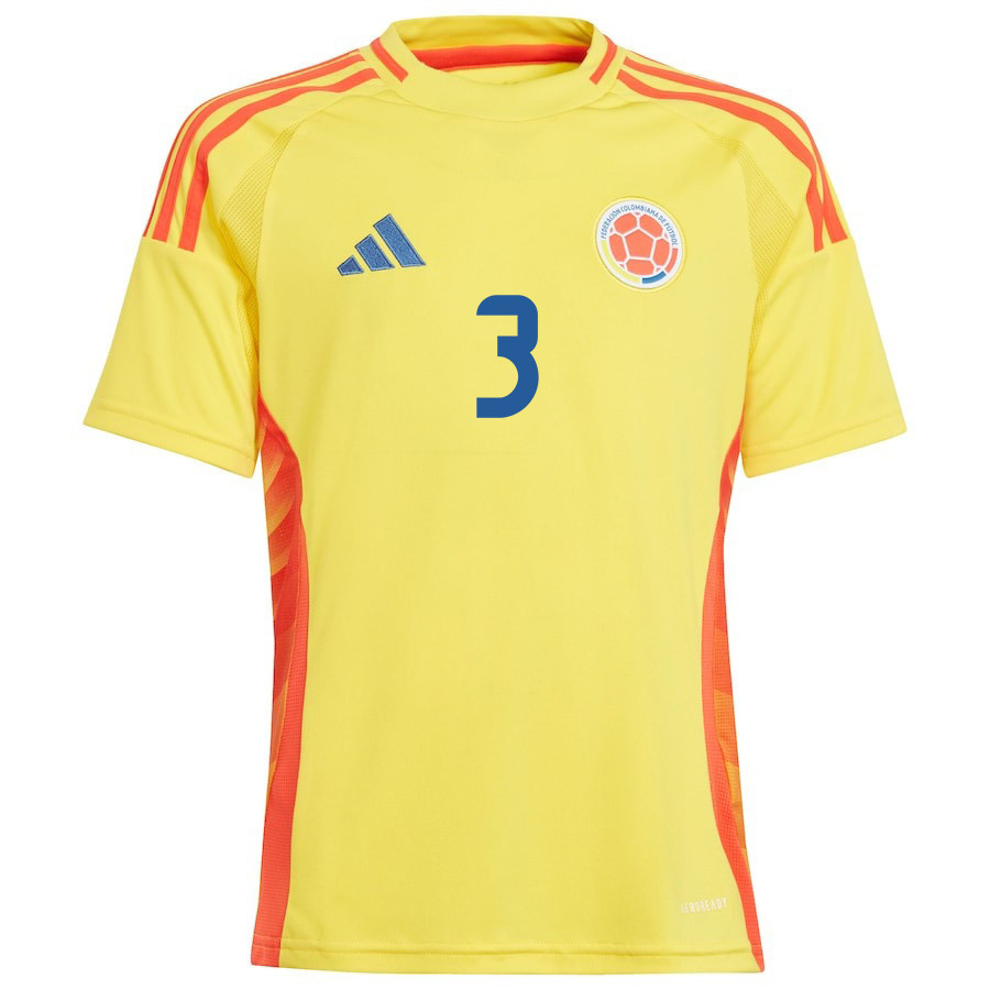 Jhon Lucumi 3 Colombia National Team 2024/25 Home YOUTH Jersey - Yellow