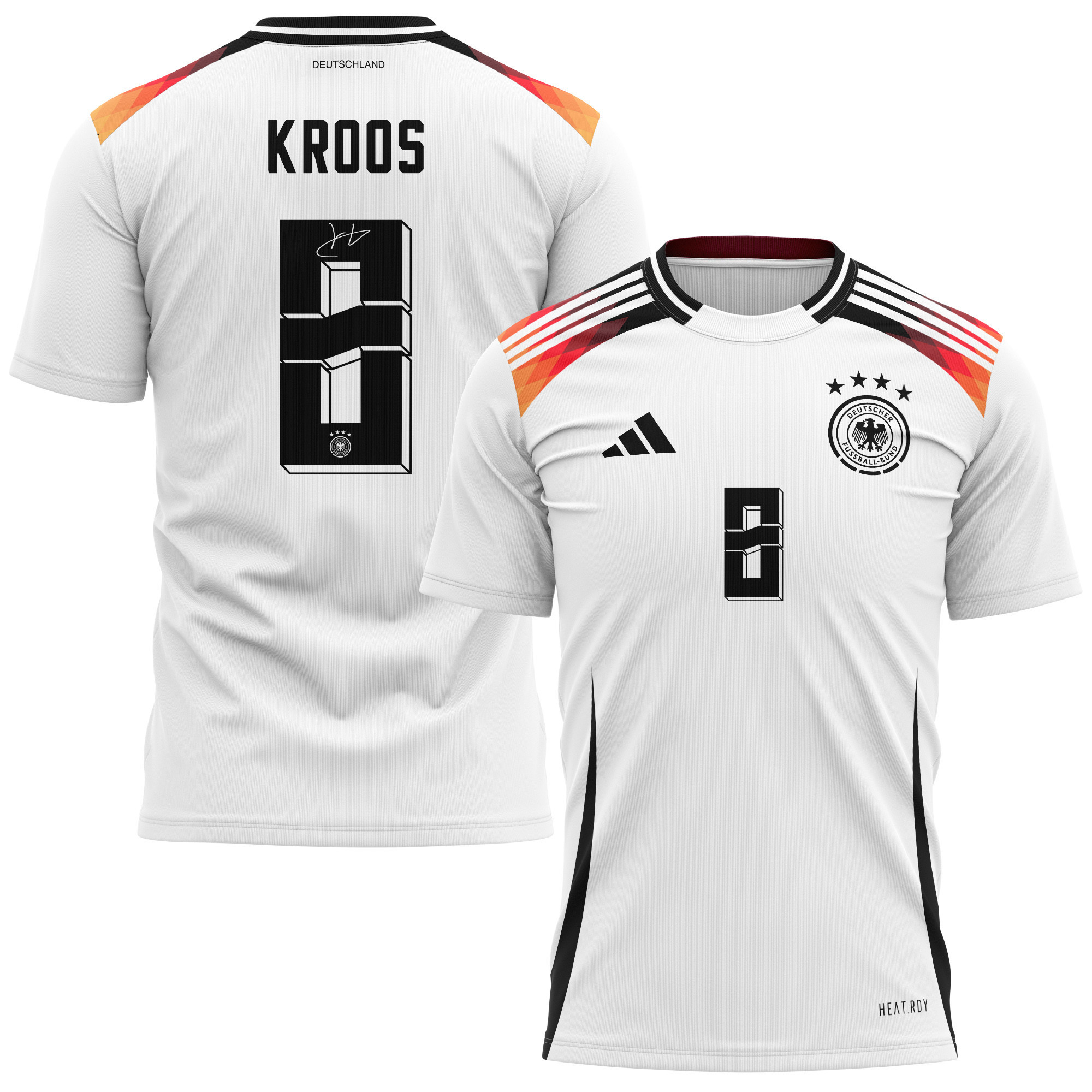 Toni Kroos 8 Signed Germany National Team 2024 Home Kits AOP T-shirt Autographed- White