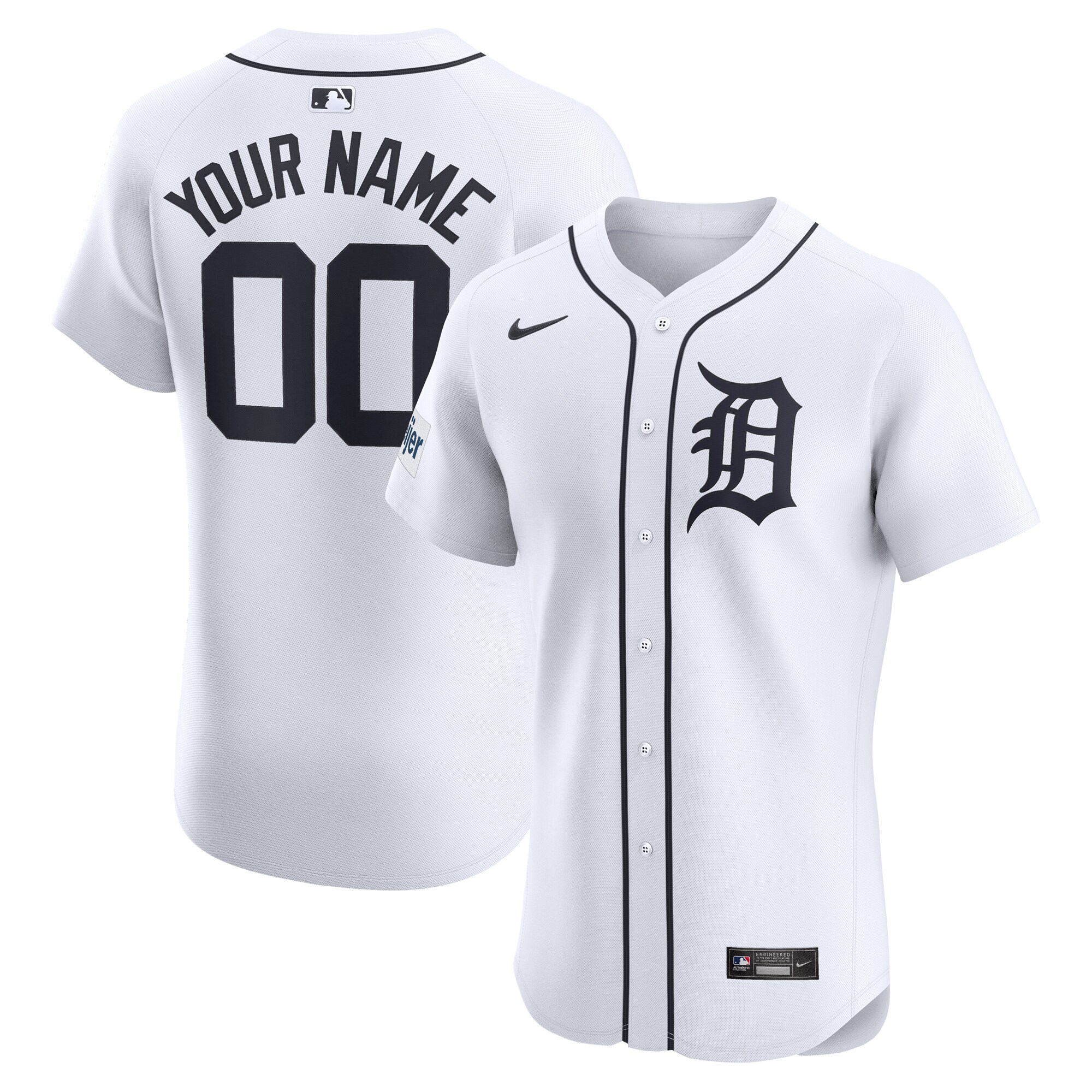 Detroit Tigers  Home Elite Custom Patch Jersey - White