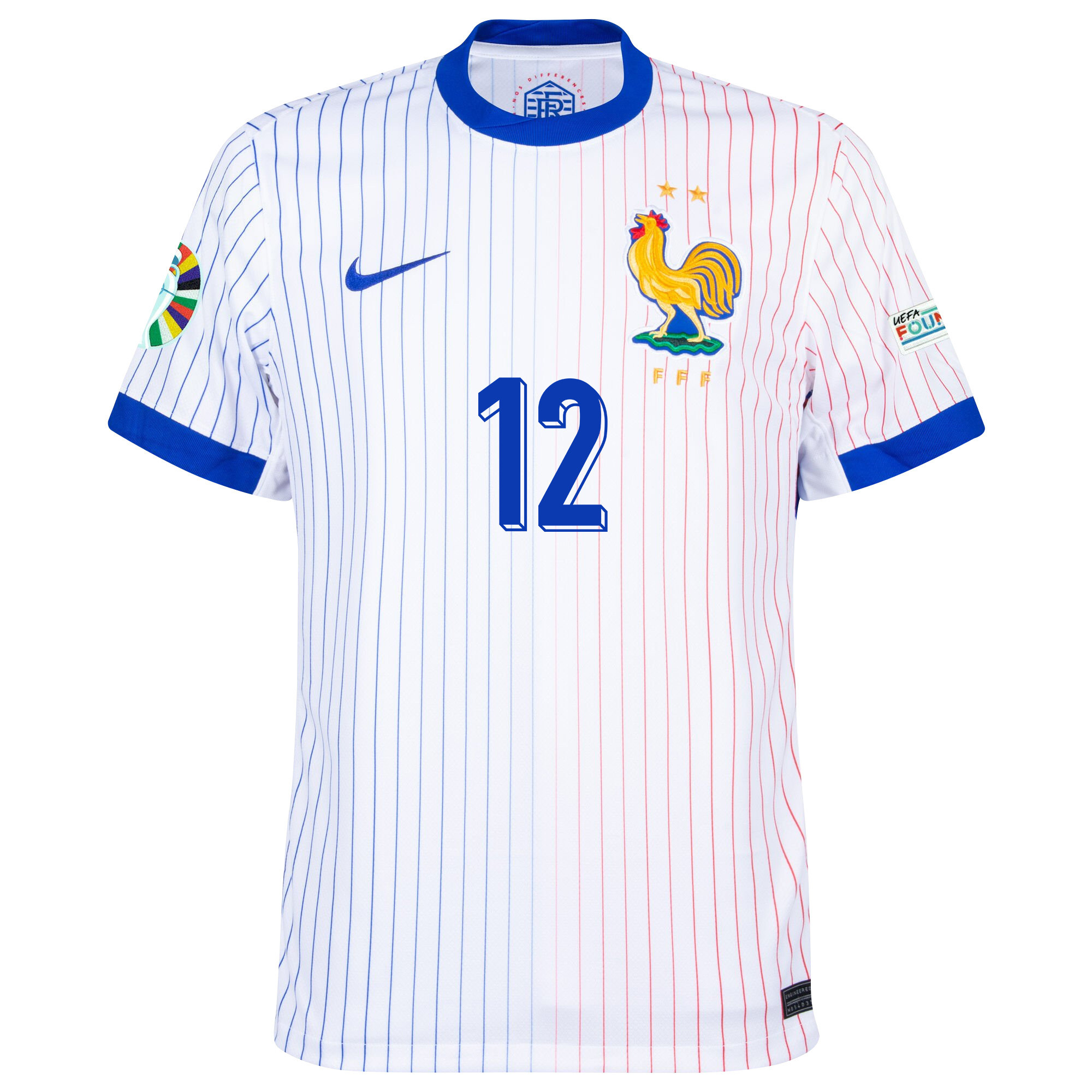 Randal Kolo Muani 12 France National Team 2024/25 Away Jersey - Euro UEFA Patch - Men, White