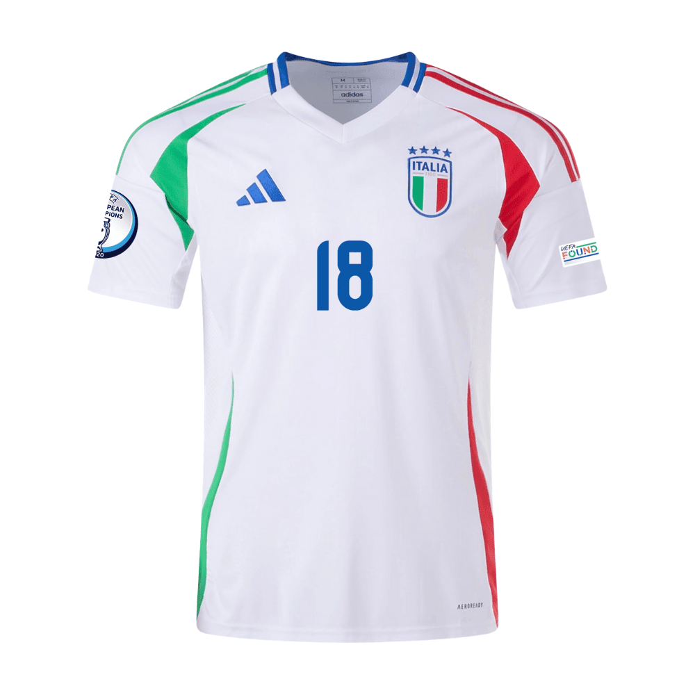 Nicolò Barella 18 Italy National Team 2024 Away Men Jersey - White