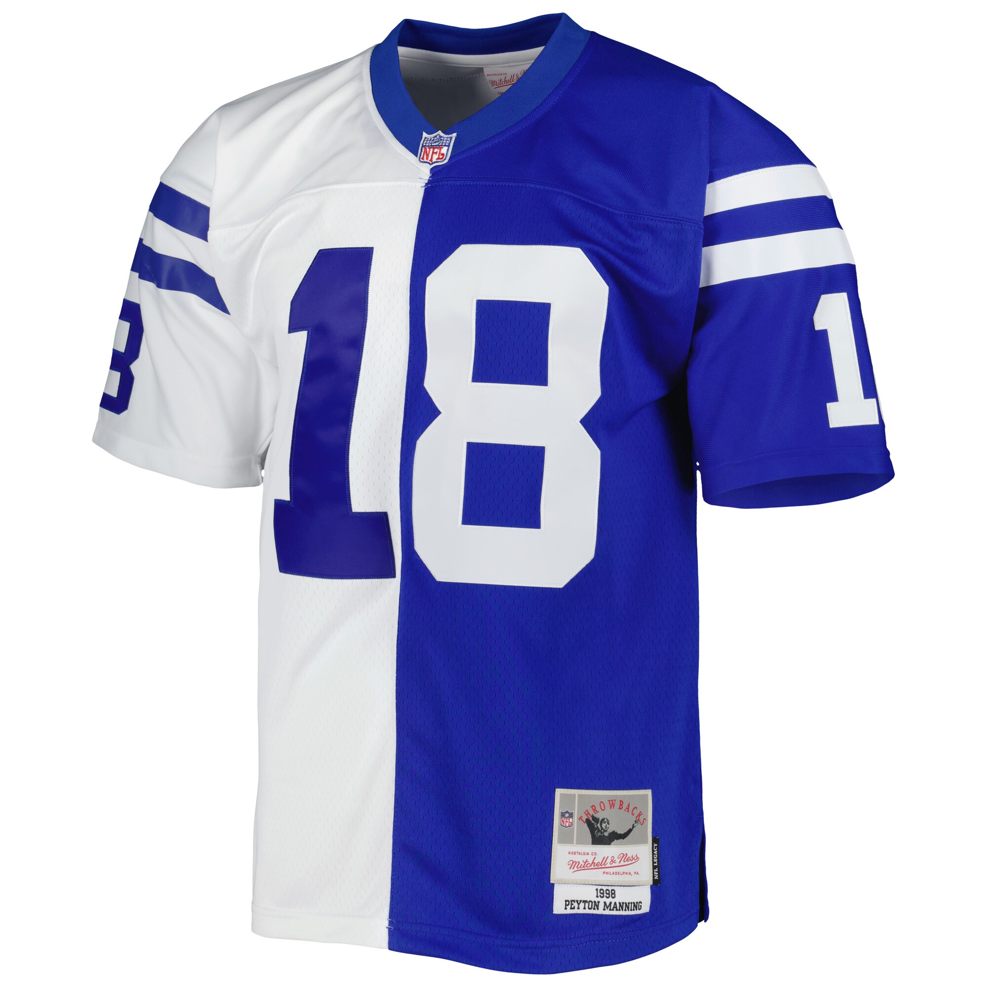 Peyton Manning Indianapolis Colts Mitchell & Ness 1998 Split Legacy Replica Jersey - Royal\/White