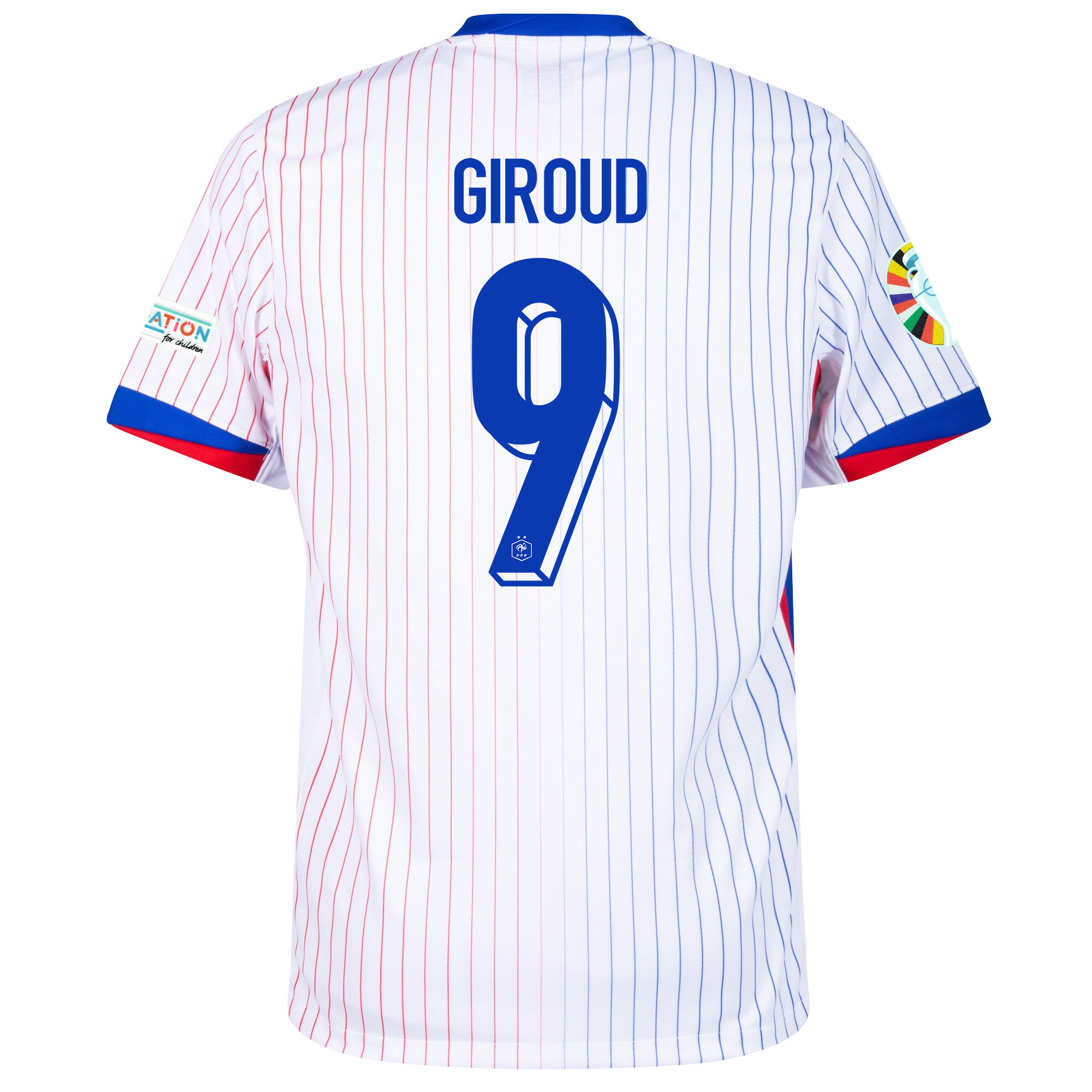 Olivier Giroud 9 France National Team 2024/25 Away Jersey - Euro UEFA Patch - Men, White