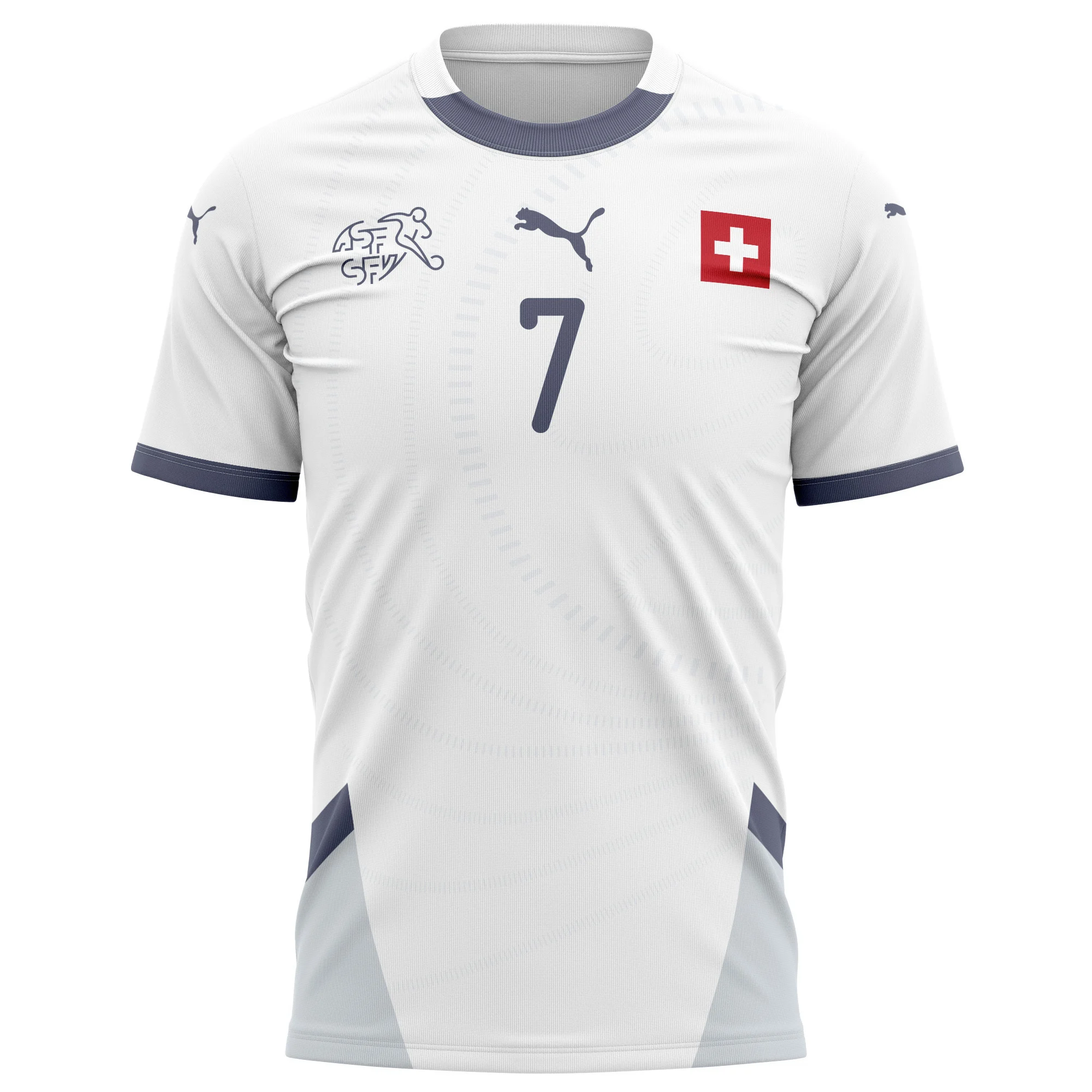 Michael Lang 7 Switzerland National Team 2024/25 Away Kits AOP T-shirt - White