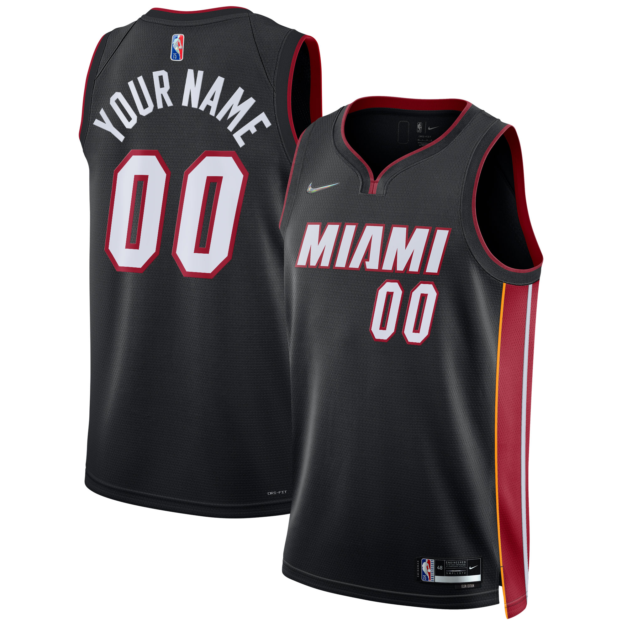 Miami Heat  2021\/22 Diamond Swingman Custom Jersey - Icon Edition - Black