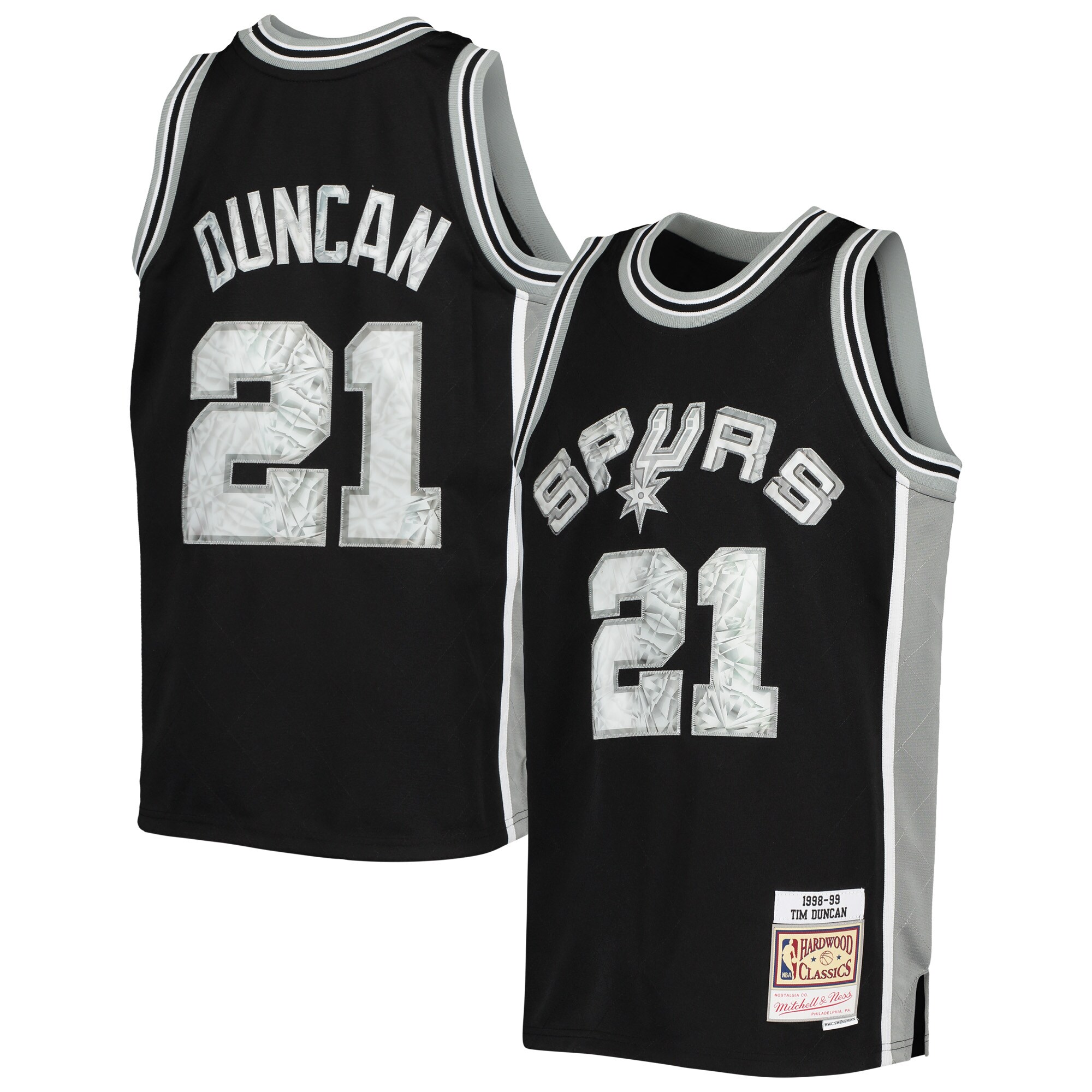 Tim Duncan San Antonio Spurs Mitchell & Ness Youth 1998\/99 Hardwood Classics 75th Anniversary Diamond Jersey