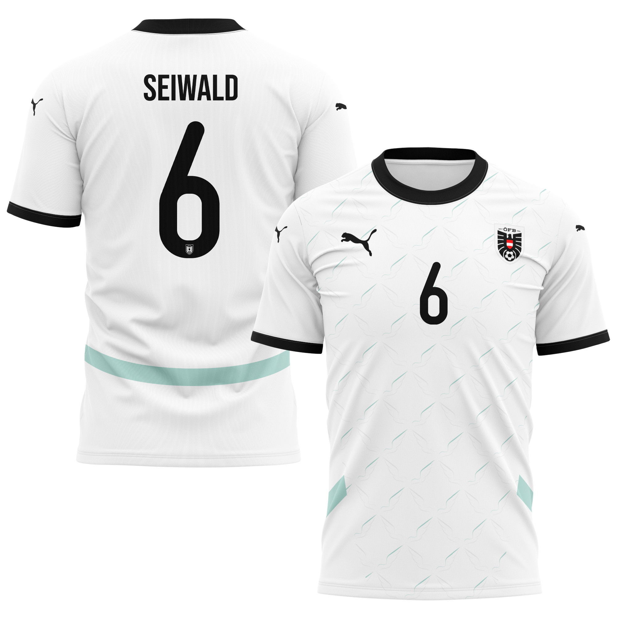 Nicolas Seiwald 6 Austria National Team 2024/25 Away Kits AOP T-shirt - White