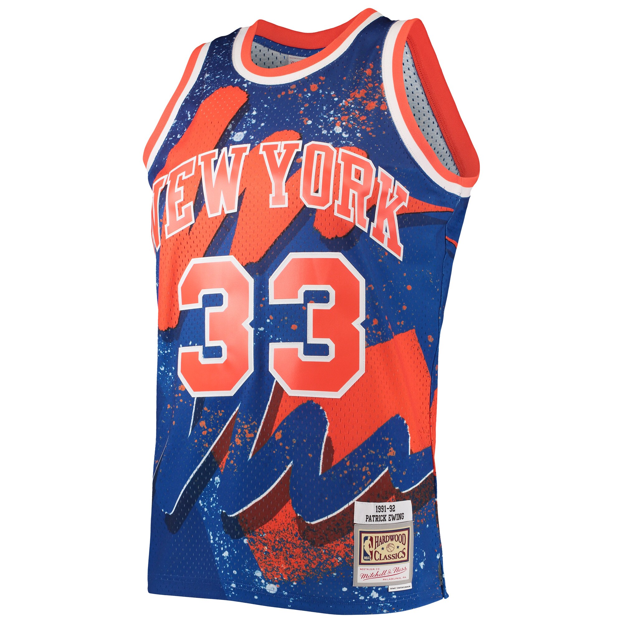 Patrick Ewing New York Knicks Mitchell & Ness Hardwood Classics 1991\/92 Hyper Hoops Swingman Jersey - Blue