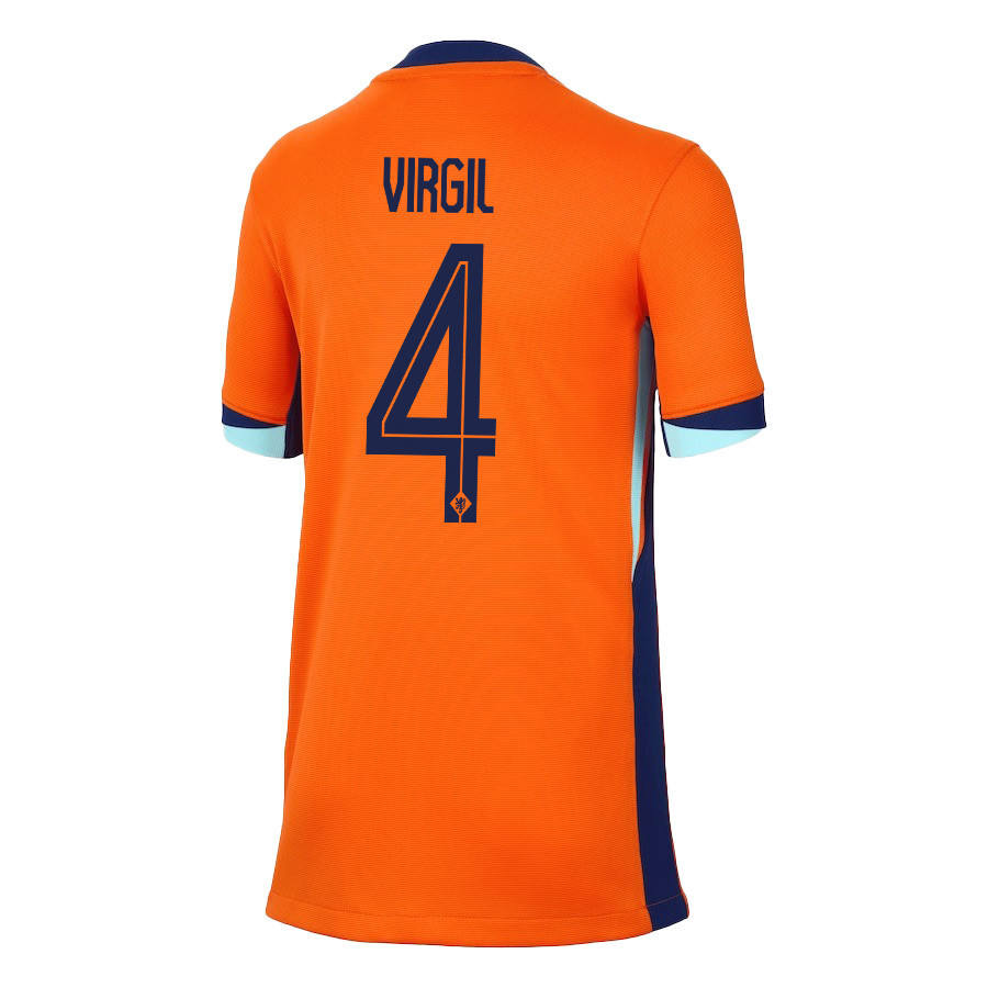 Virgil van Dijk 4 Netherlands National Team 2024/25 Home YOUTH Jersey - Orange