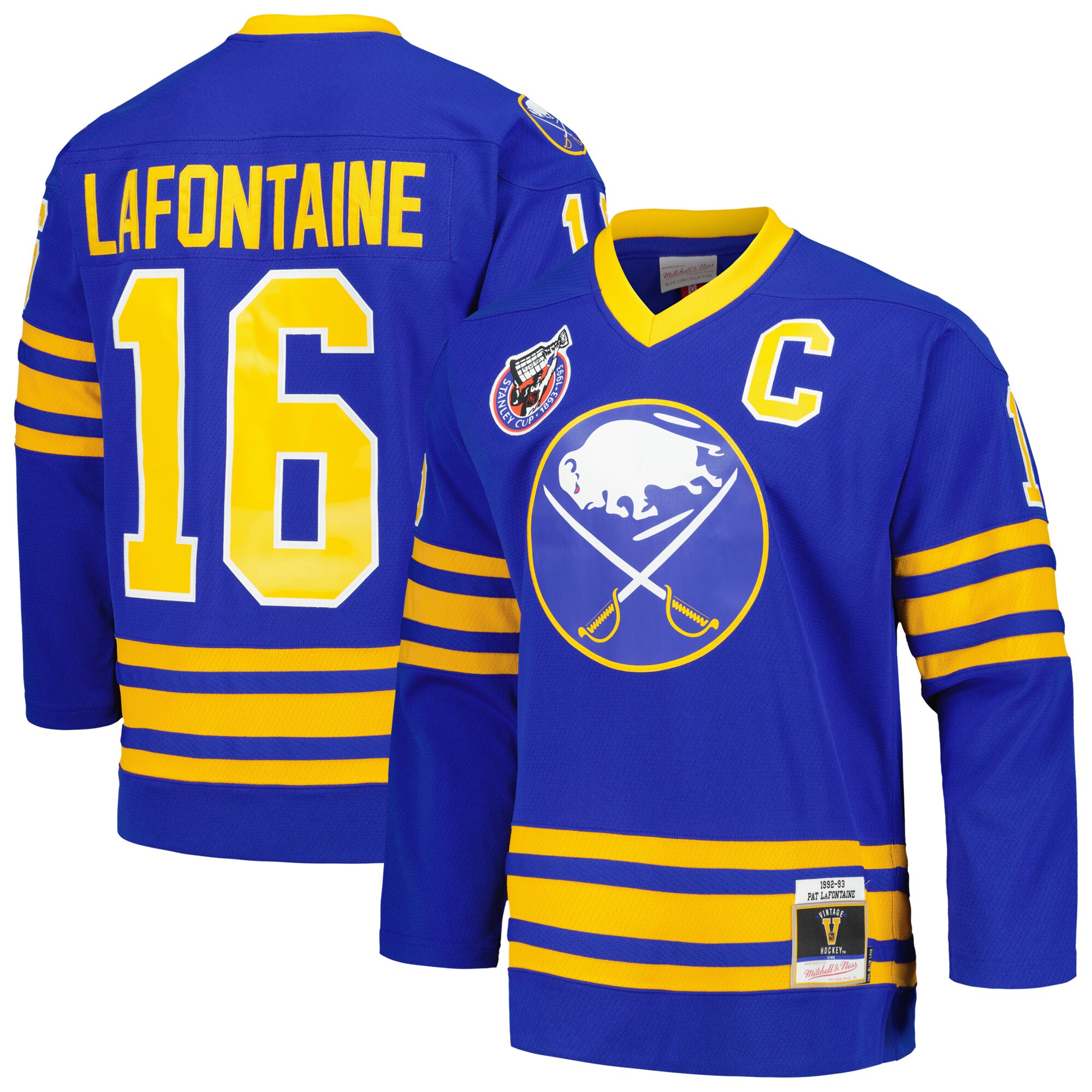 Pat LaFontaine Buffalo Sabres Mitchell & Ness Captain Patch 1992\/93 Blue Line Player Jersey - Royal