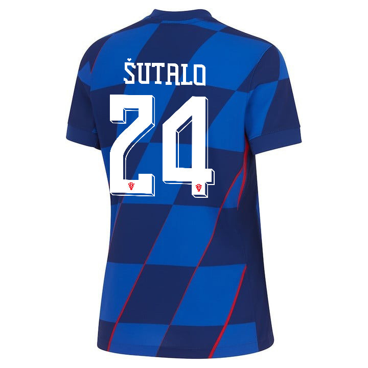 Josip Šutalo 24 Croatia National Team 2024 Away WOMEN Jersey - Blue