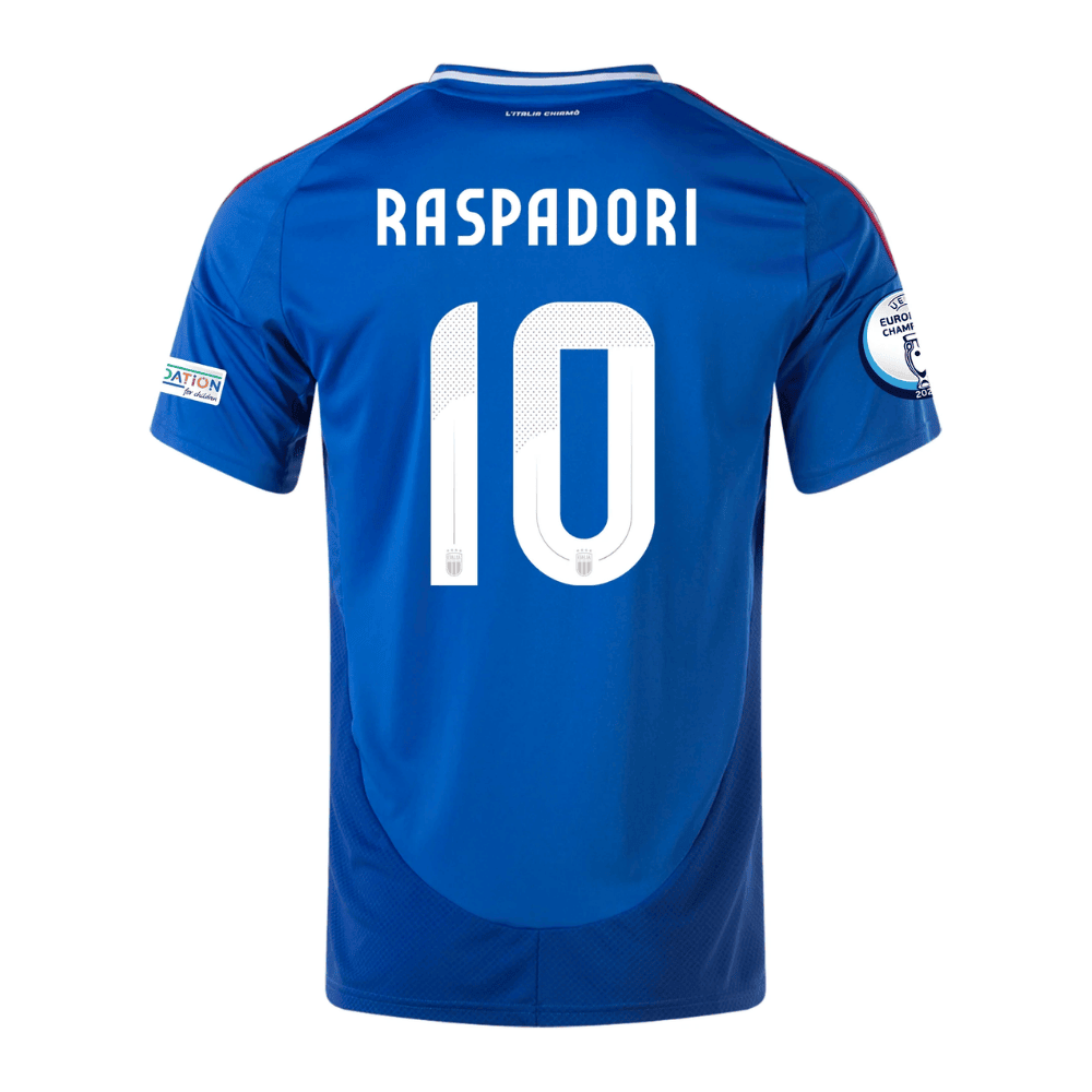 Giacomo Raspadori 10 Italy National Team 2024 Home Men Jersey - Blue