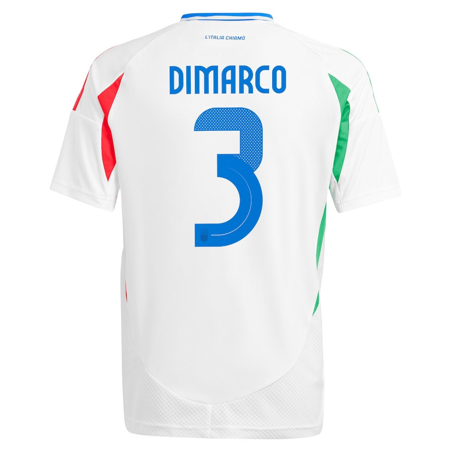 Federico Dimarco 3 Italy National Team 2024 Away YOUTH Jersey - White