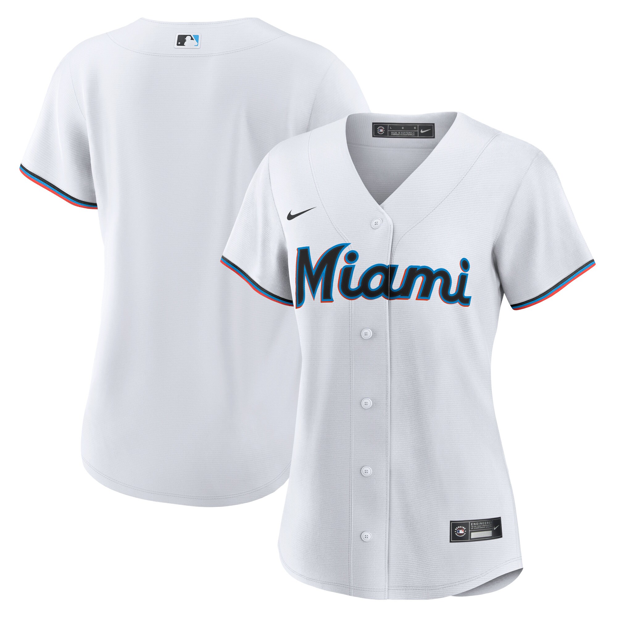 Miami Marlins  Women's Home Blank Replica Jersey - White
