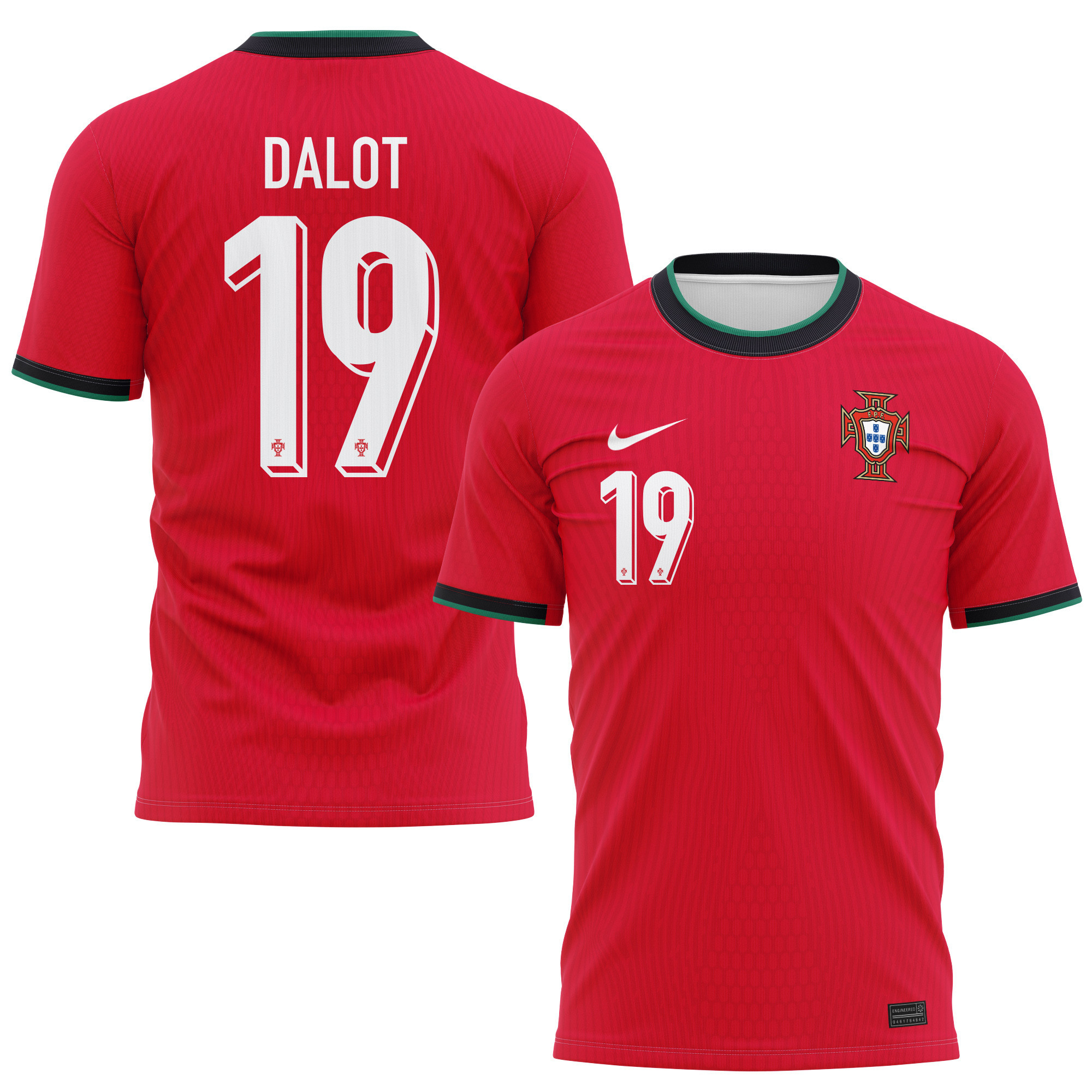 Diogo Dalot 19 Portugal National Team 2024/25 Home Kits AOP T-shirt - Red