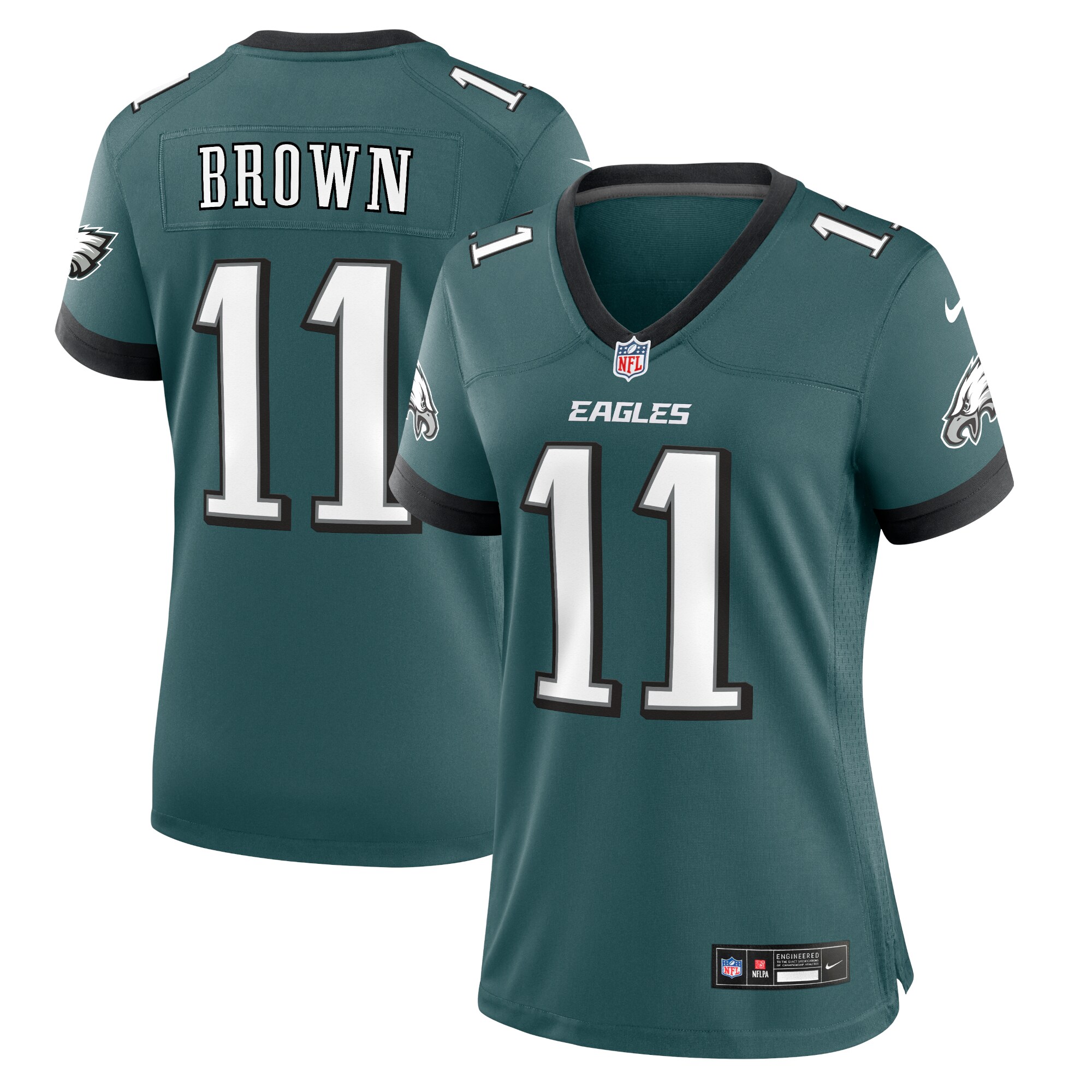 A.J. Brown Philadelphia Eagles  Women's Team Game Jersey - Midnight Green