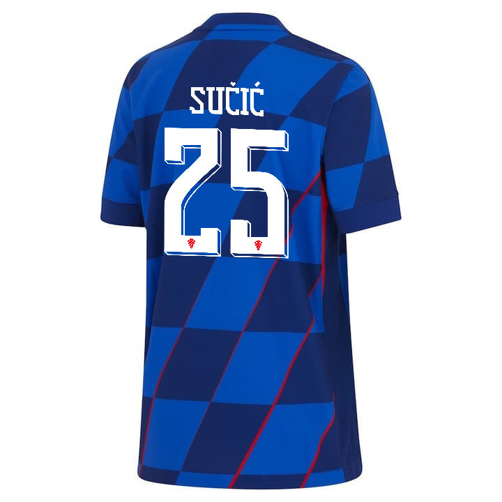 Luka Sučić 25 Croatia National Team 2024 Away YOUTH Jersey - Blue