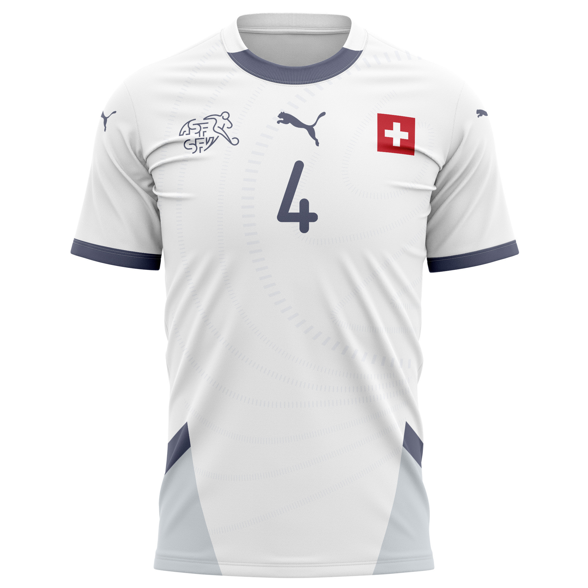 Nico Elvedi 4 Switzerland National Team 2024/25 Away Kits AOP T-shirt - White